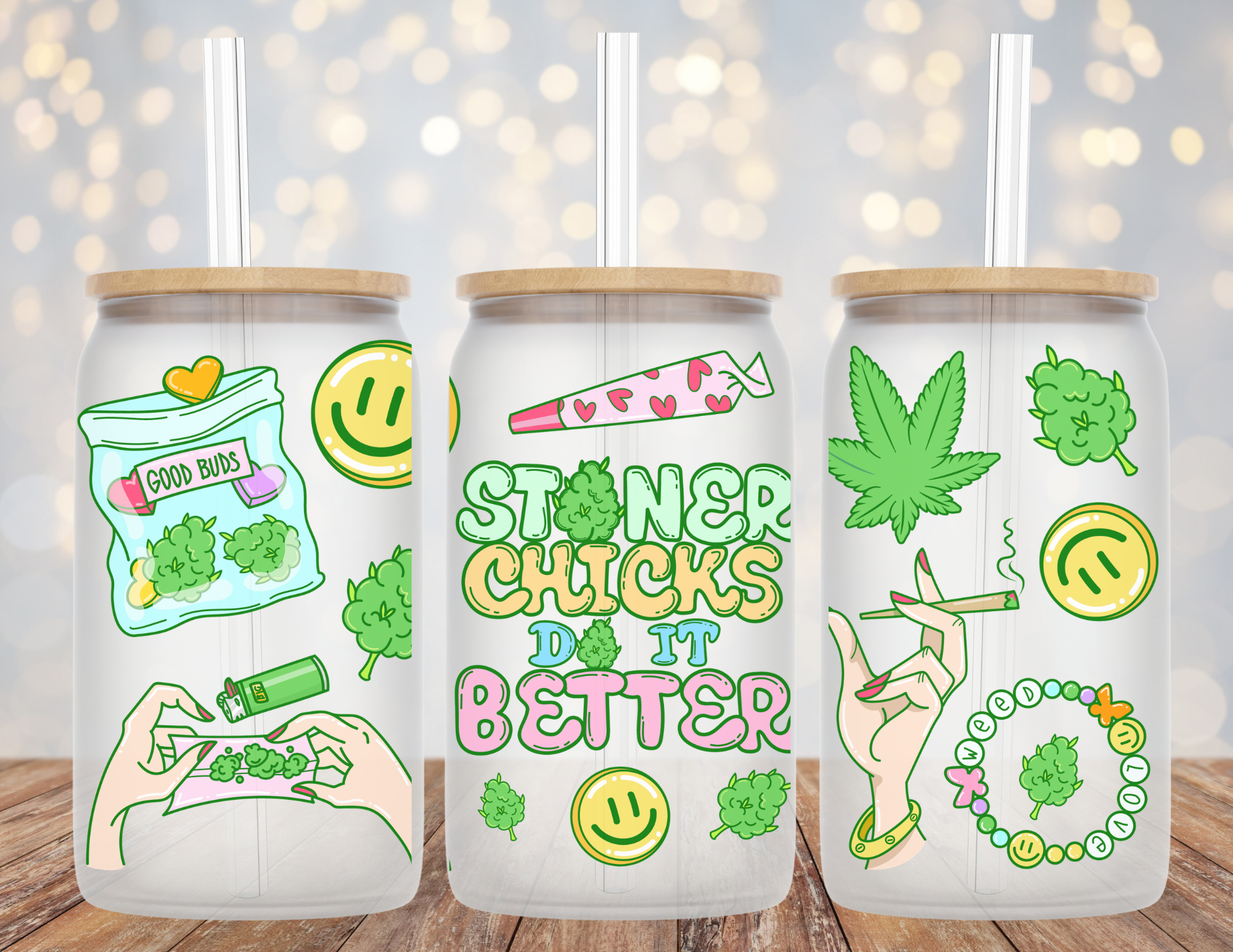 Stoner Chicks Do It Better Weed Lover Pothead Libby Glass Beer Can Cup 16oz