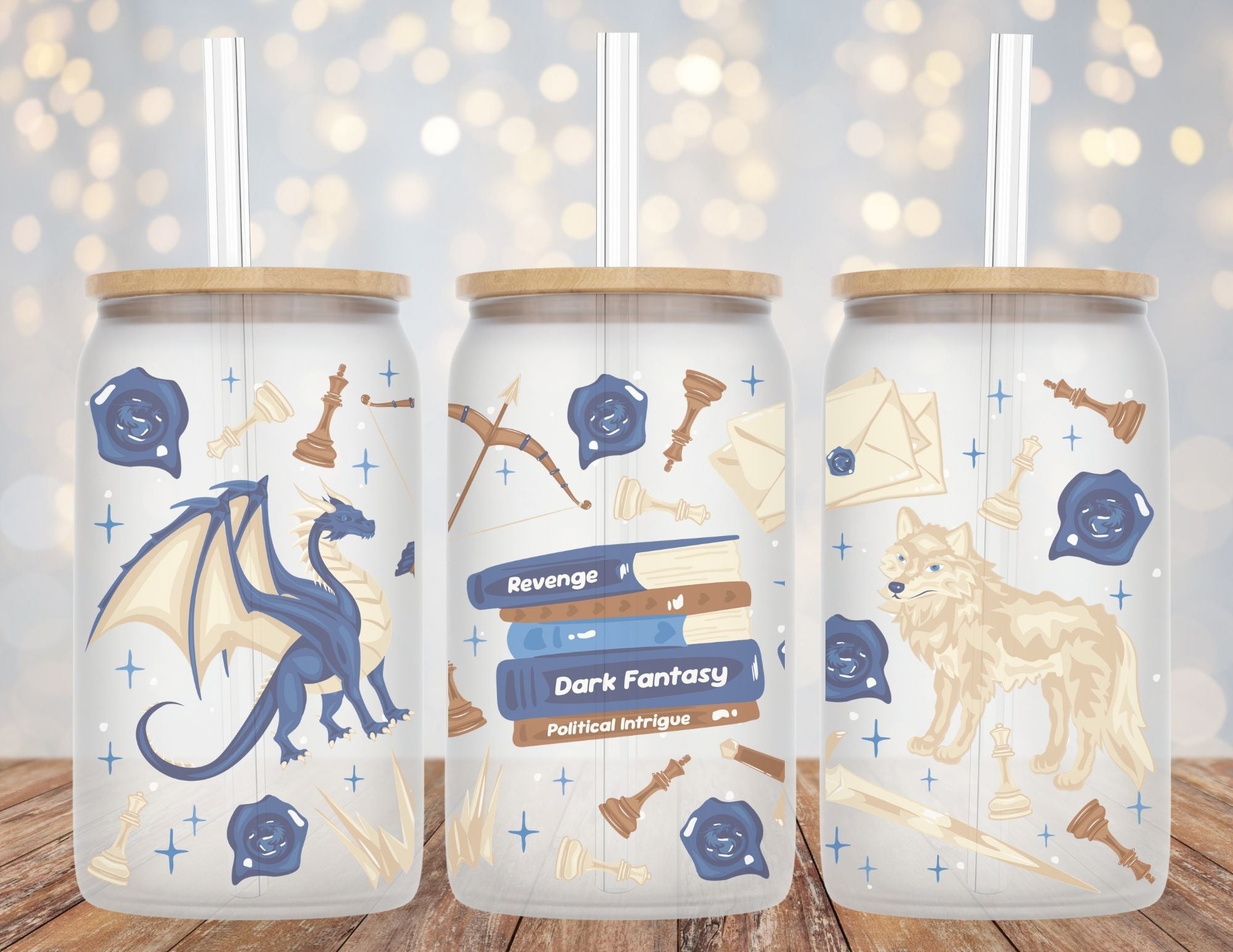 Fantasy Book Lover Dragons Libby Glass Beer Can Cup 16oz