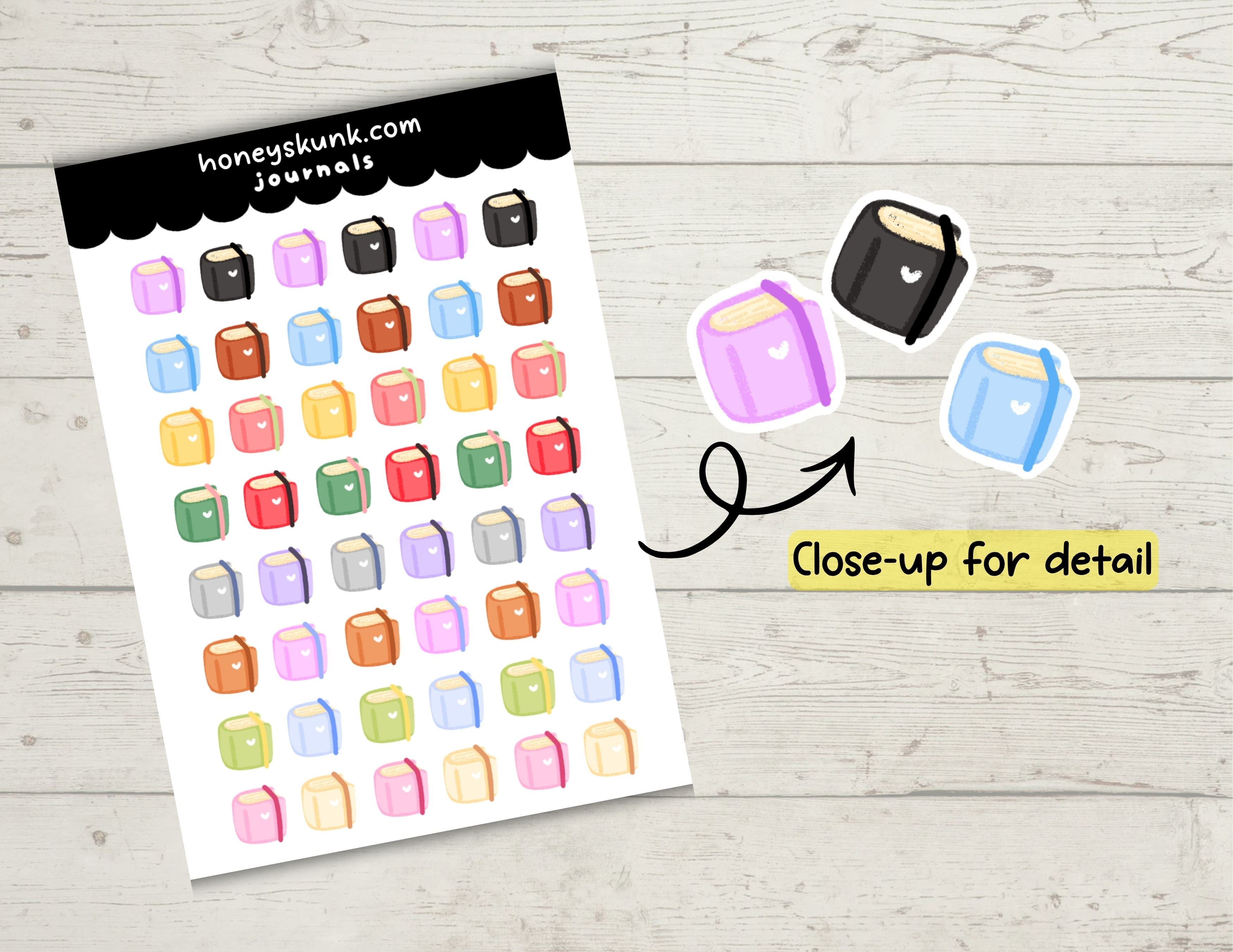 Kawaii Colorful Journal Functional Planner Sticker Sheet 4x6 Sheet