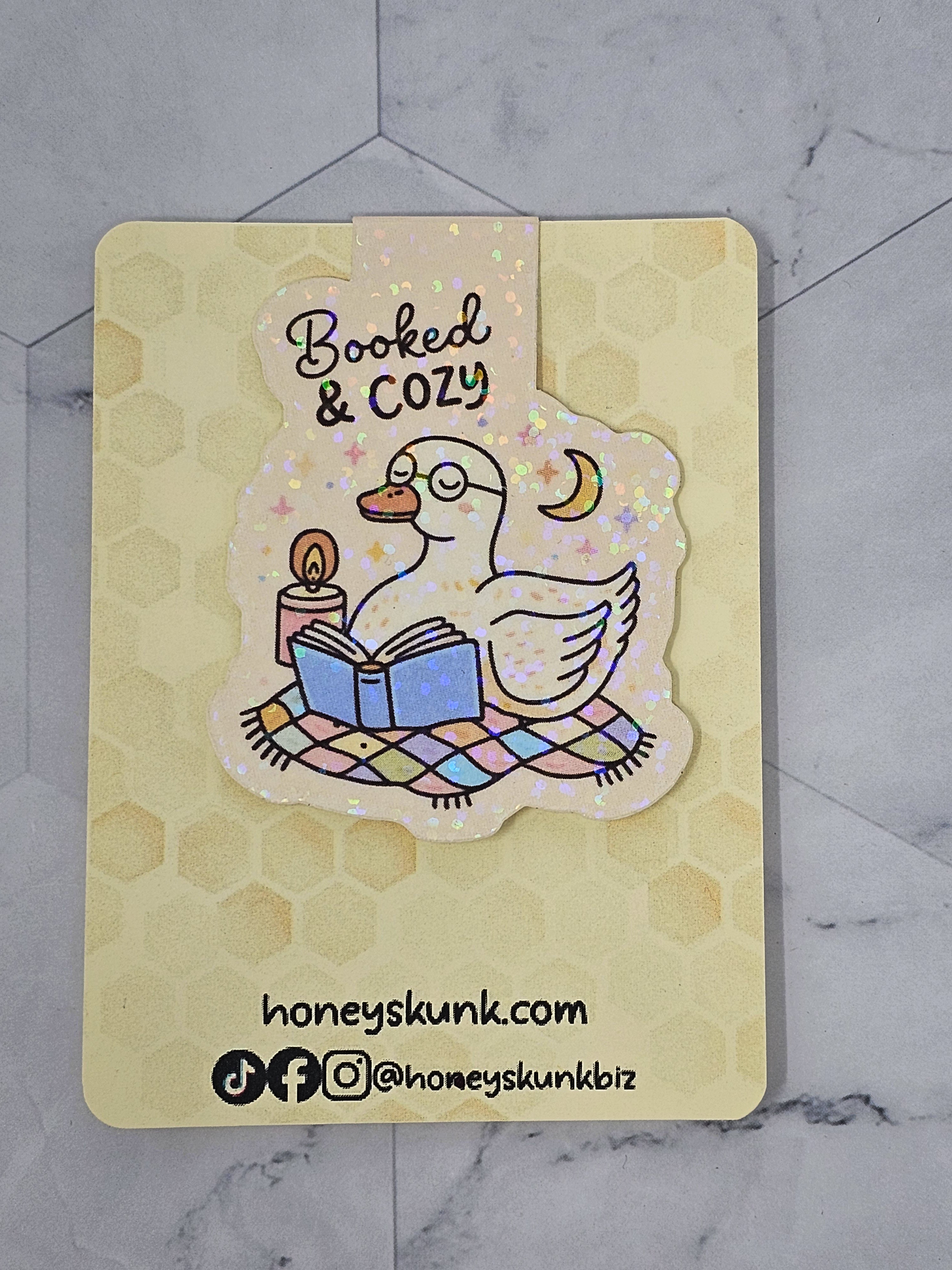 Cute Bookish Goose Cozy Magnetic Bookmark 4-Pack Bundle | Whimsical Reader Gift Set