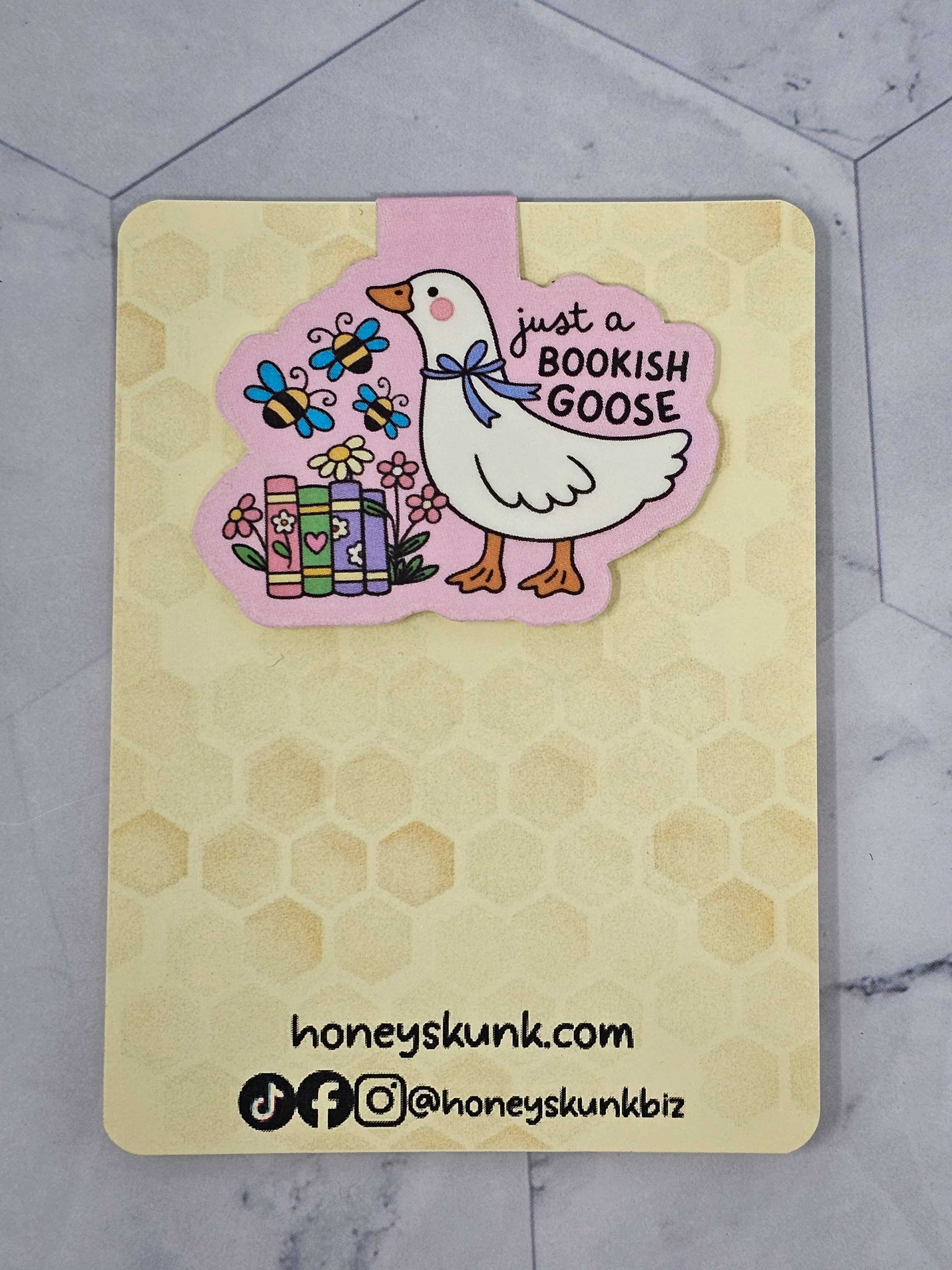 "Booked & Cozy" Reading Goose Magnetic Bookmark | Cute Introverted Bookworm Gift