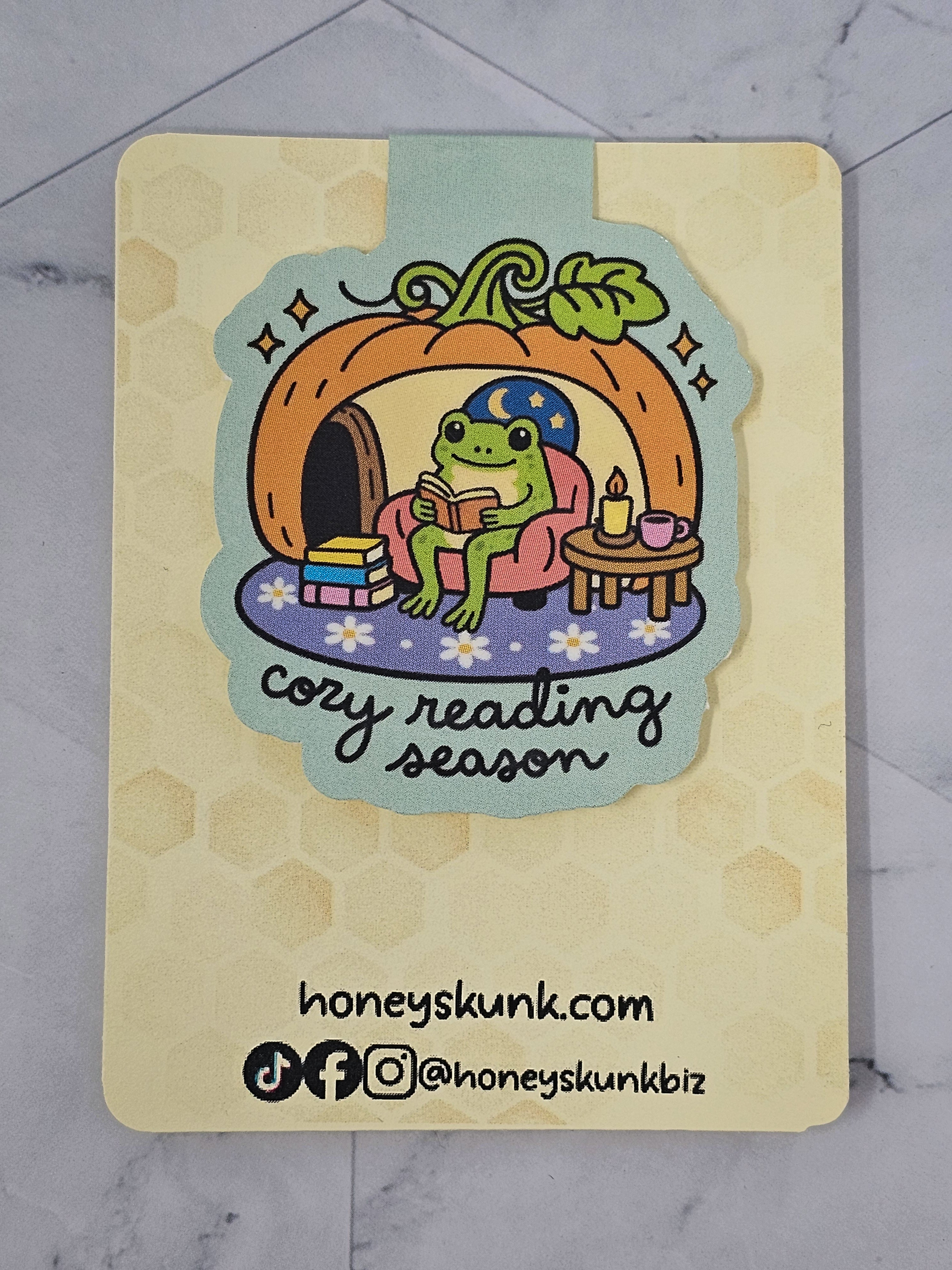 "Cozy Reading Season" Pumpkin House Frog Magnetic Bookmark | Autumn & Fall Bookish Gift