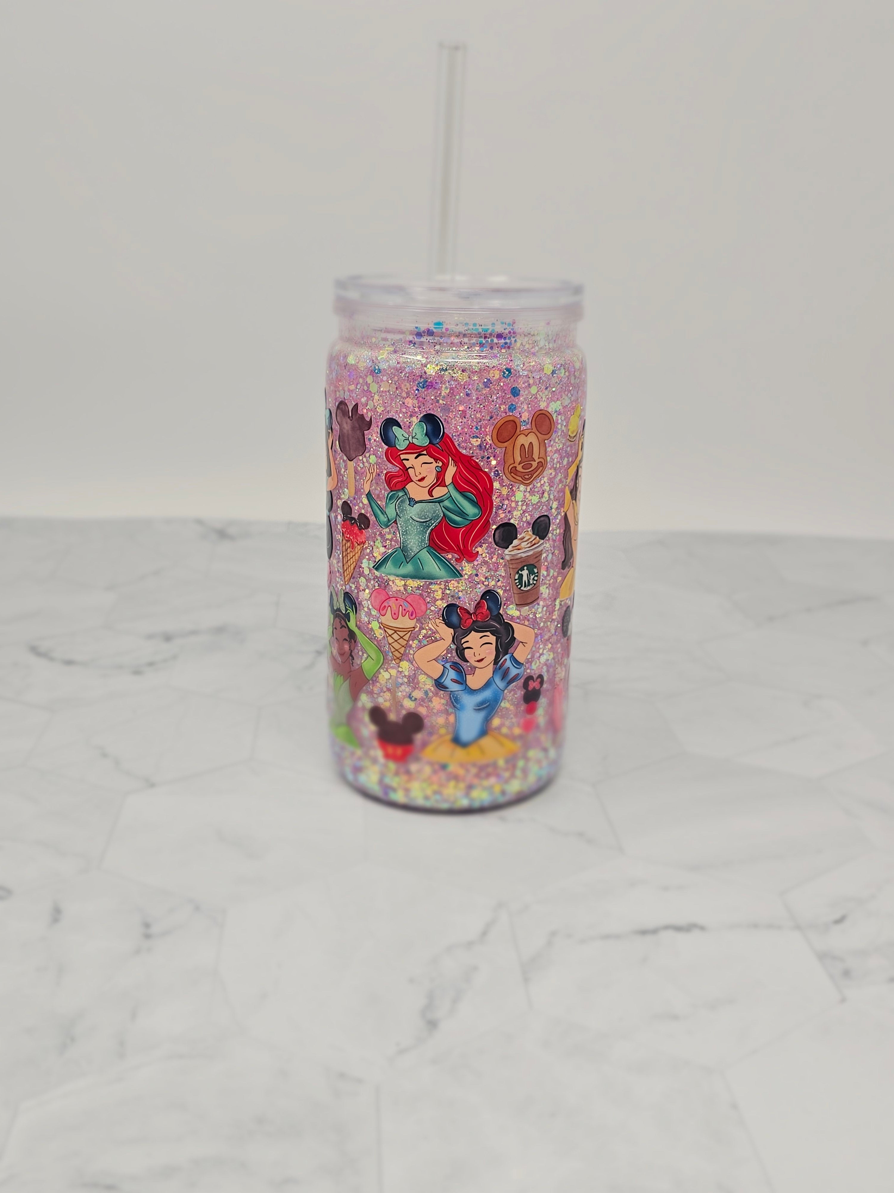 Gorgeous Princesses Wearing Mouse Headbands Inspired Design Park Day Outfit Acrylic 16 oz Tumbler