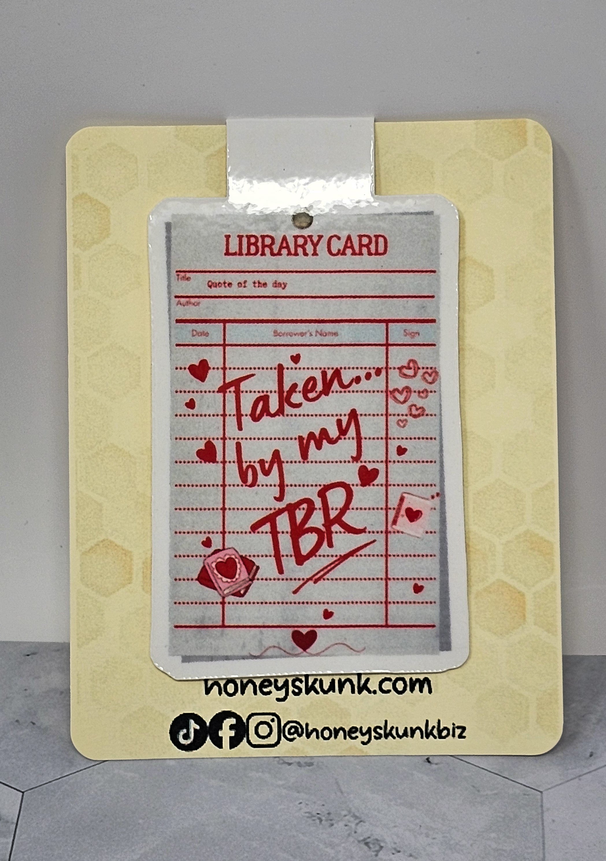 "Taken... By My TBR" Vintage Library Card Magnetic Bookmark | Bookish Romance & Humor