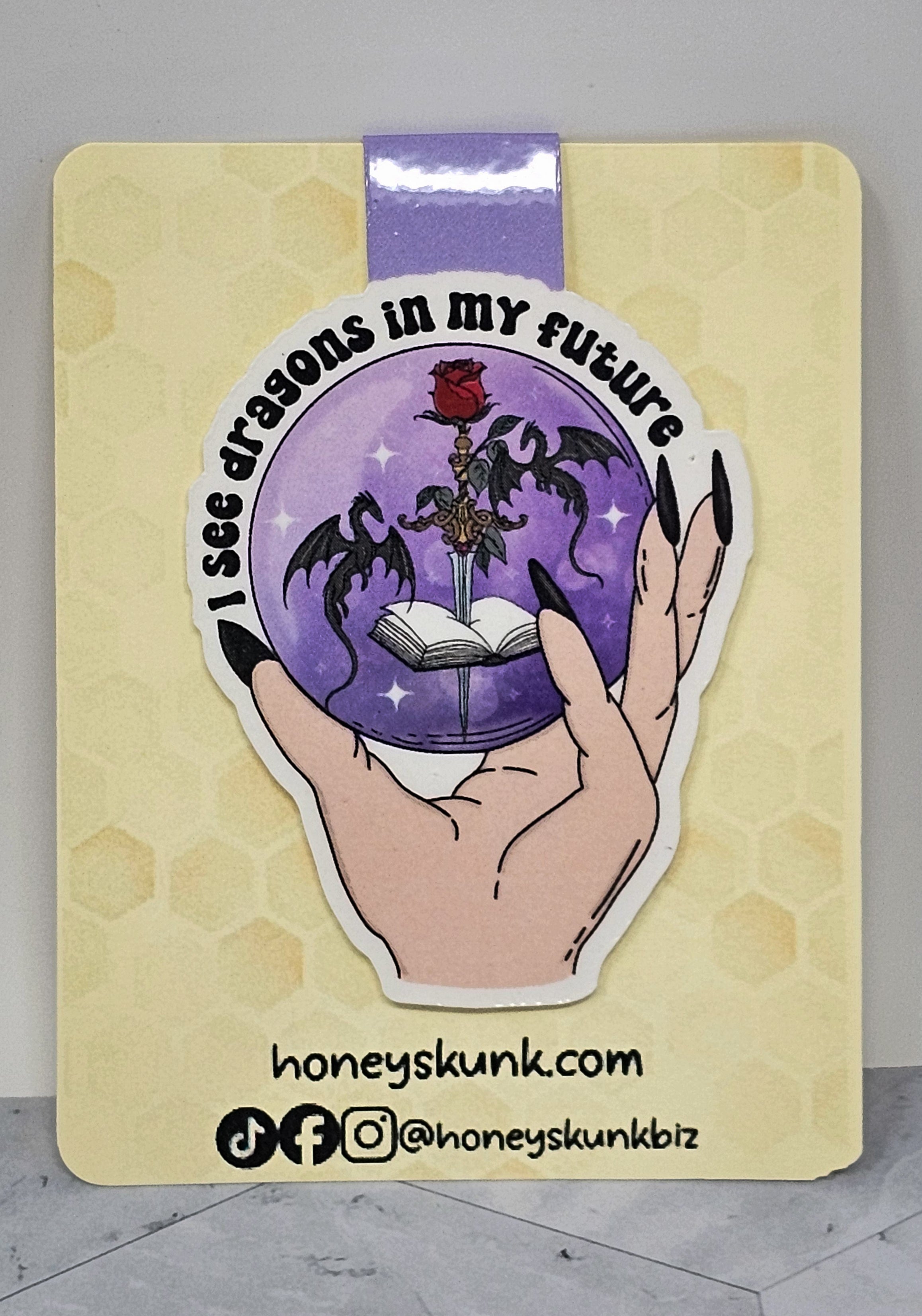 "I See Dragons In My Future" Crystal Ball Magnetic Bookmark | Fantasy & Romantasy Inspired