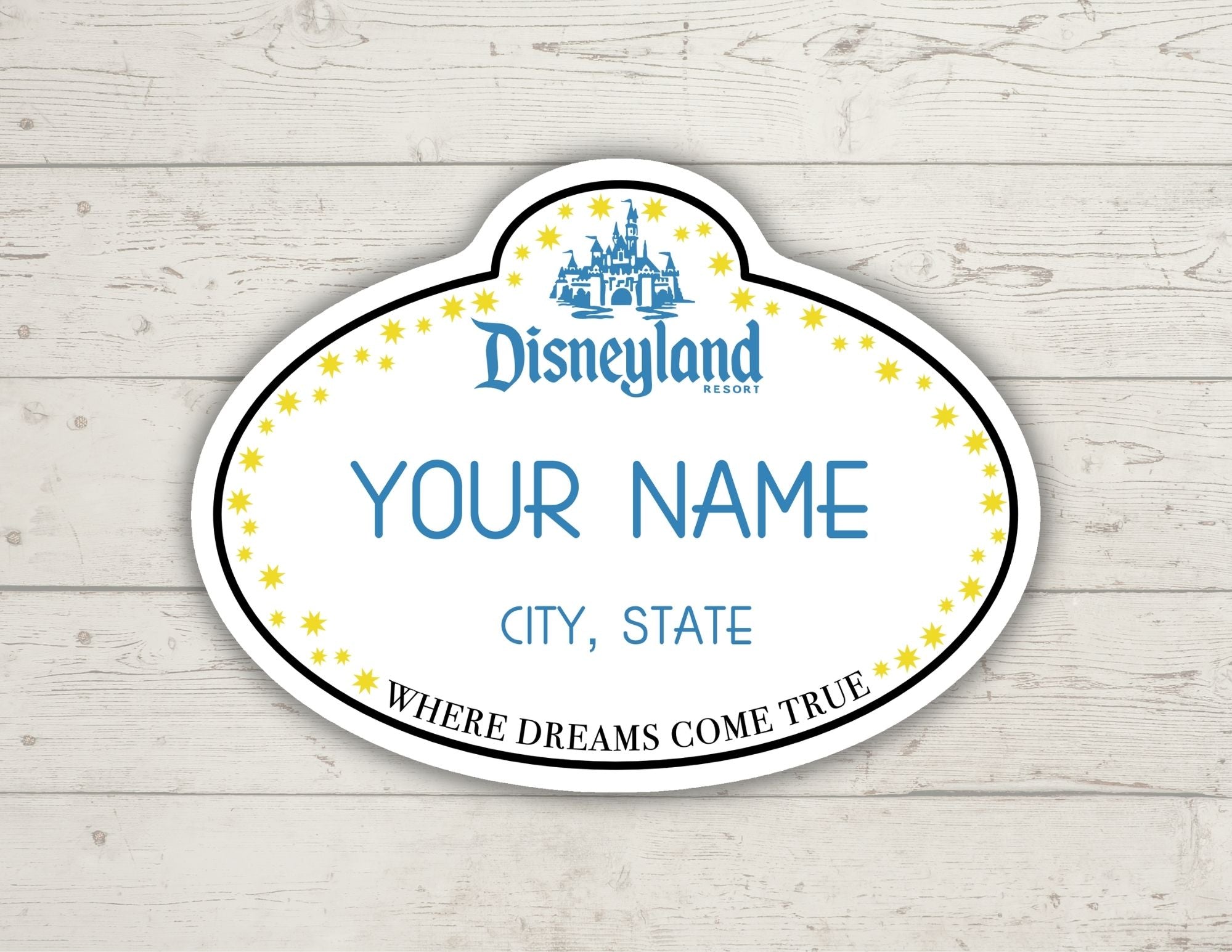 Disney World and Disneyland Inspired Custom Name Tag Sticker Personalize Your Sticker