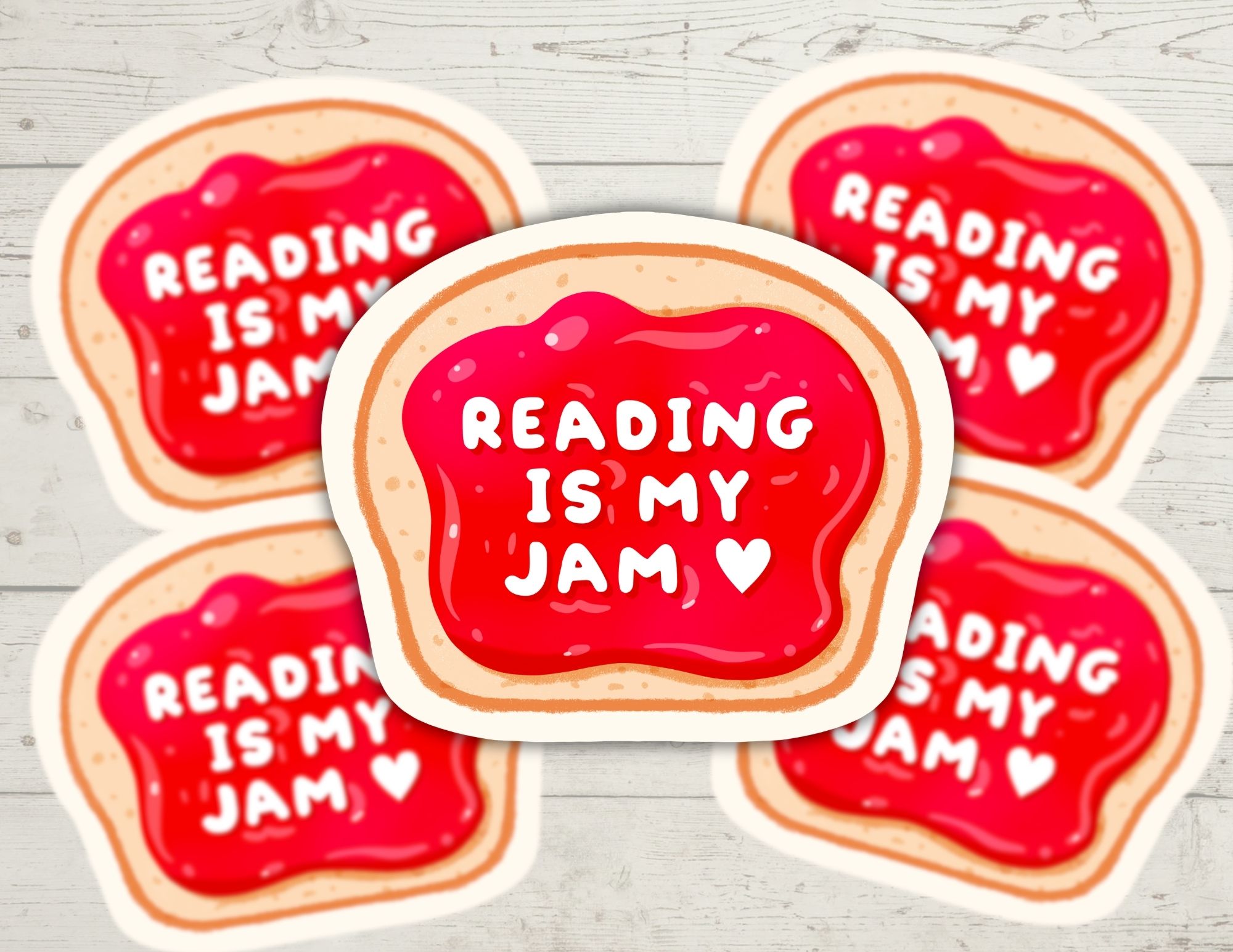 "Reading Is My Jam" Toast Bookish Sticker | Hand-Drawn Funny Planners & Water Bottles