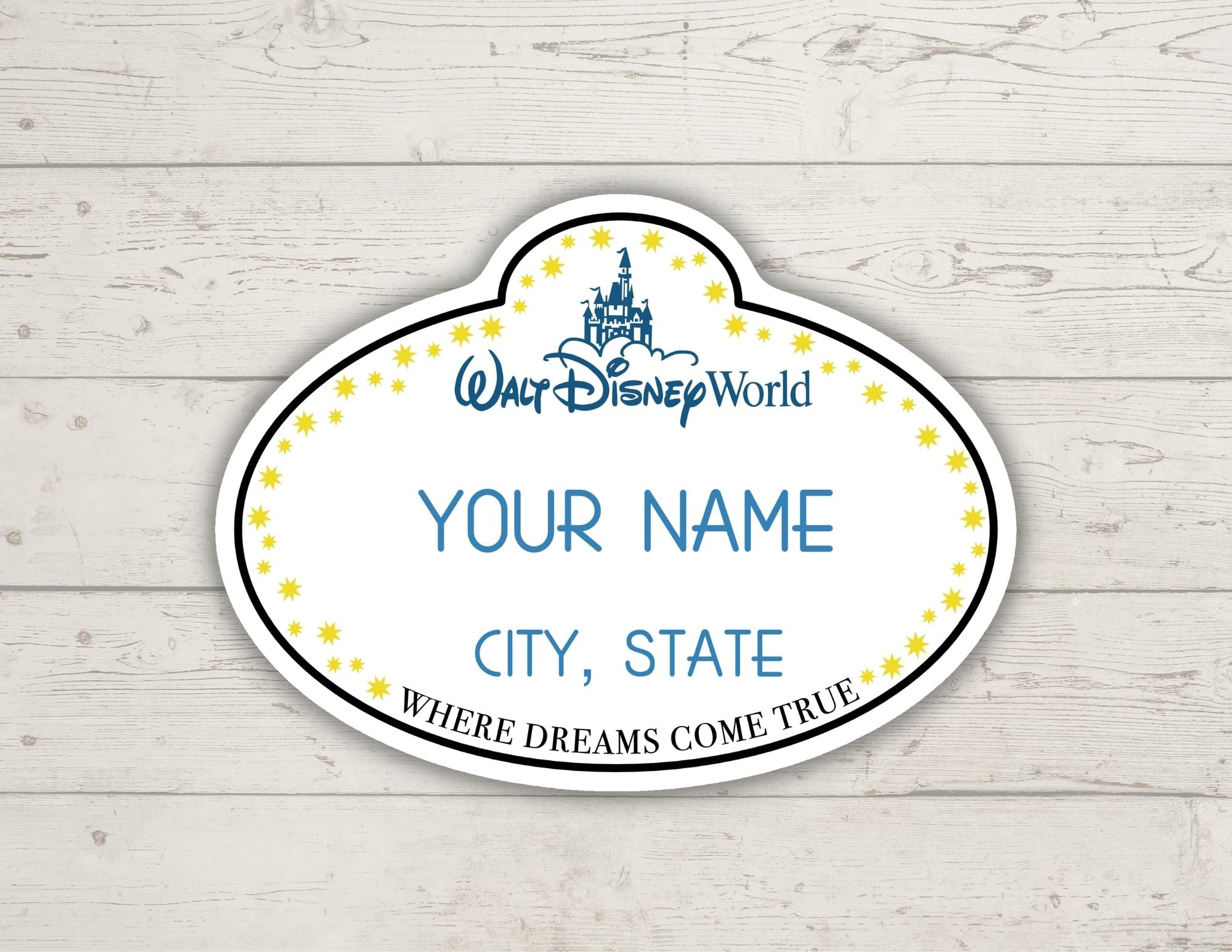 Disney World and Disneyland Inspired Custom Name Tag Sticker Personalize Your Sticker