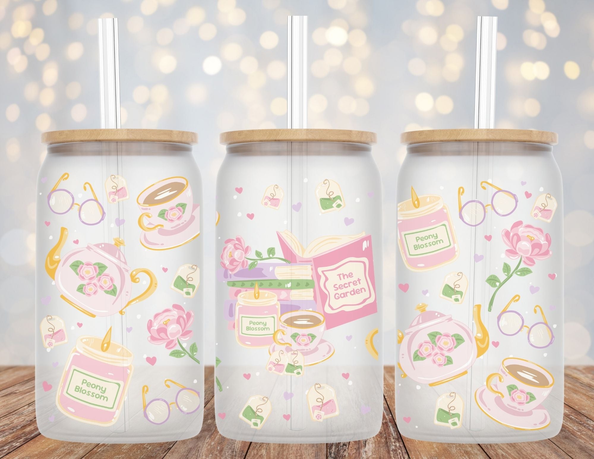 Secret Garden Book Lover Whimsical Libby Glass Beer Can Cup 16oz