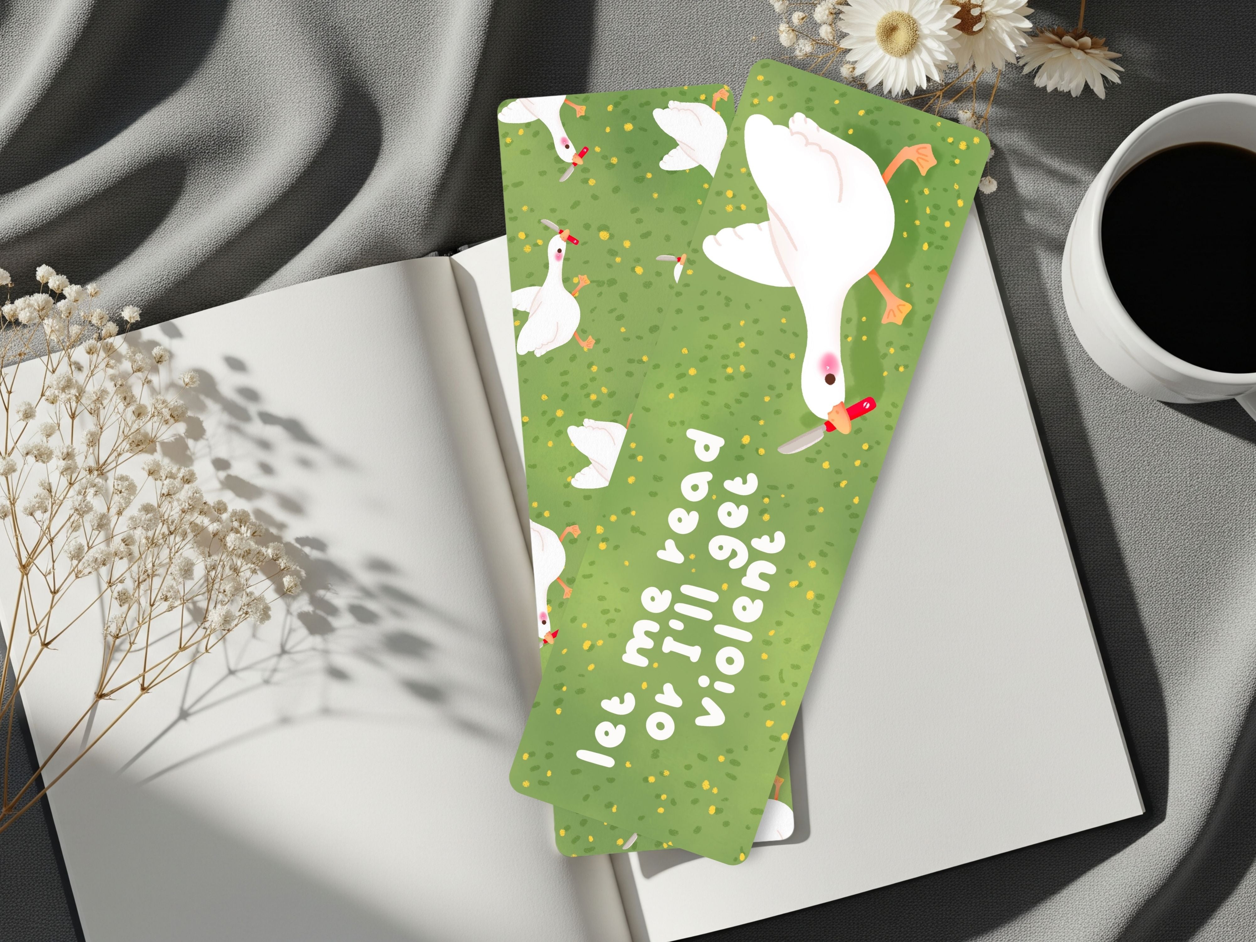 Let Me Read Or I’ll Get Violent Goose Bookmark | Funny Book Lover Gift