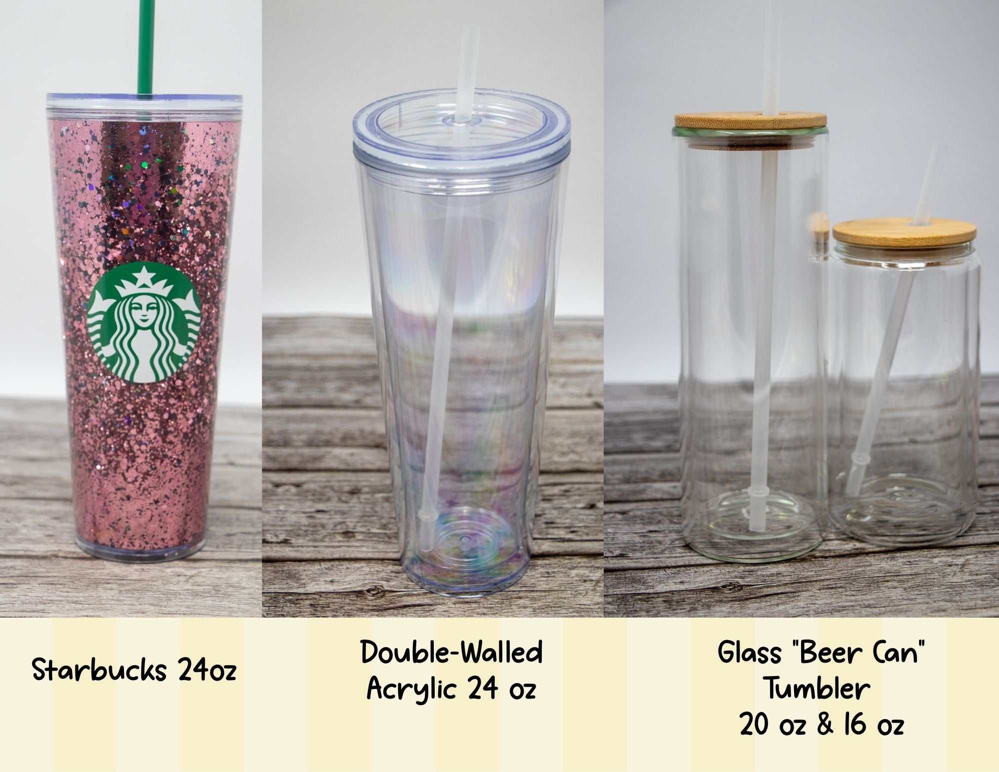custom personalized snow globe tumbler with glitter and add-ons options