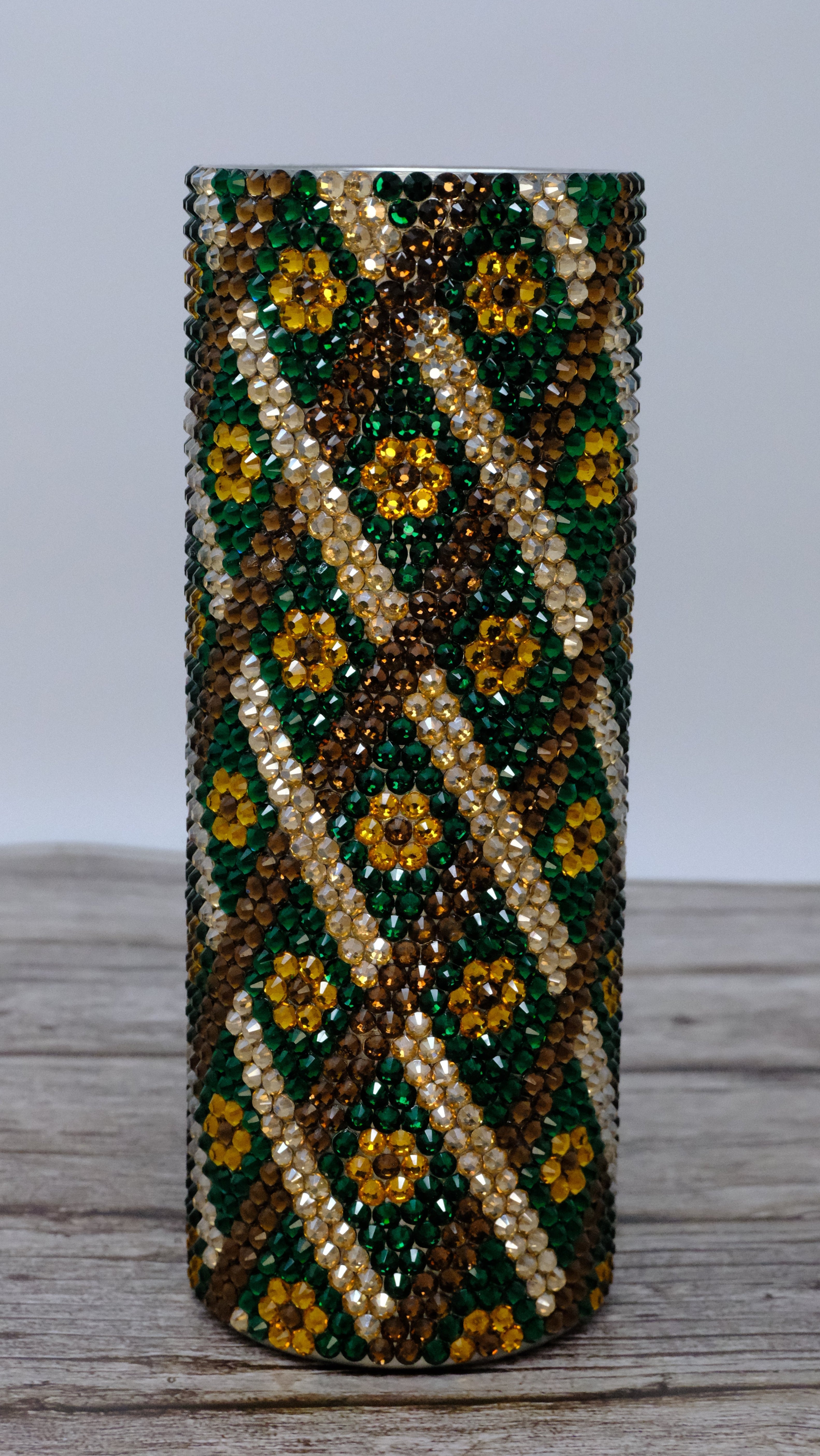 Rhinestone Bling Tumbler – Daisy Grid Design - Ready To Ship