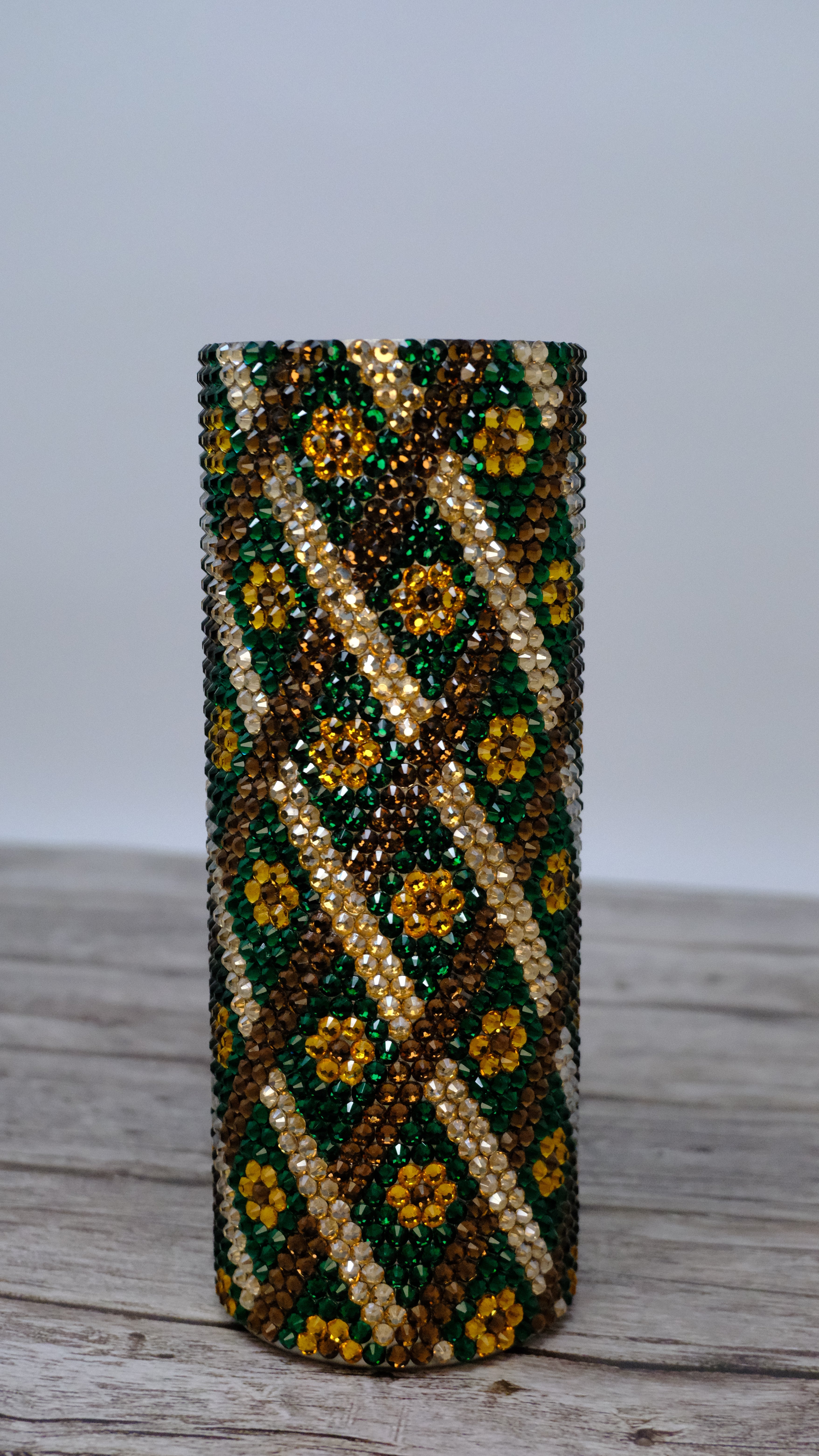 Rhinestone Bling Tumbler – Daisy Grid Design - Ready To Ship
