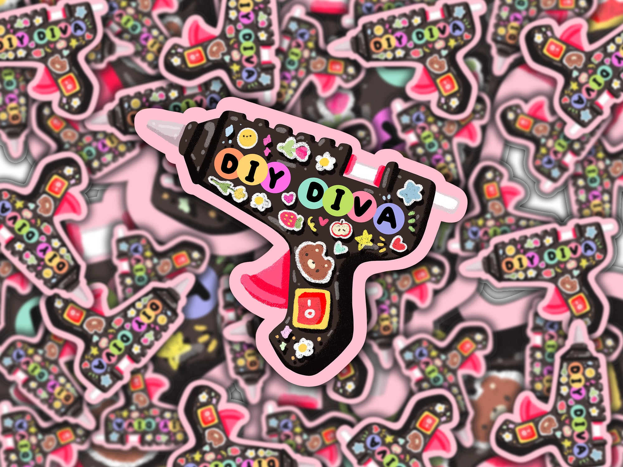 DIY Diva Kawaii Adorable Hot Glue Gun Craft Lover sticker