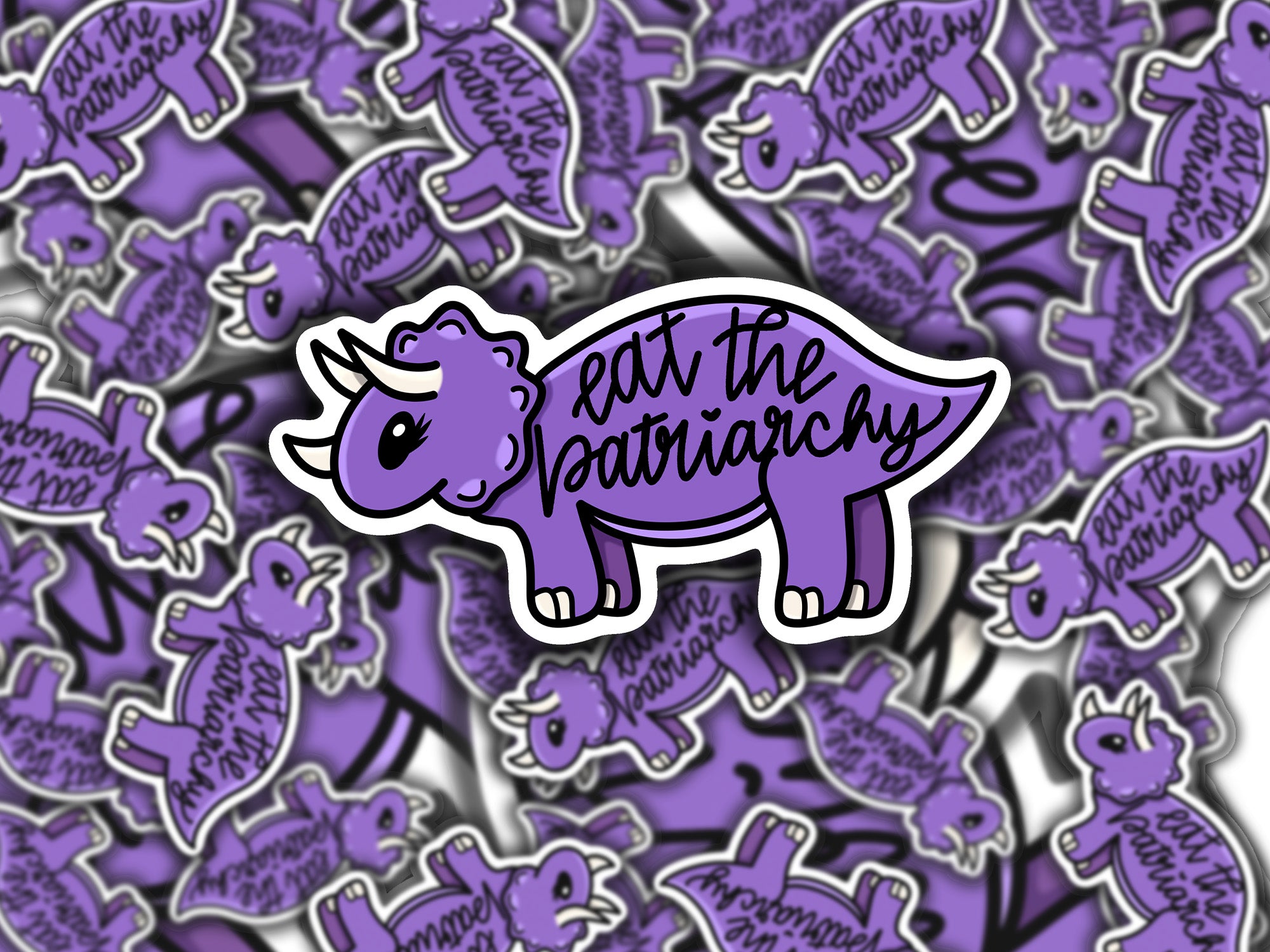 Eat The Patriarchy Kawaii Adorable Dinosaur Triceratops sticker