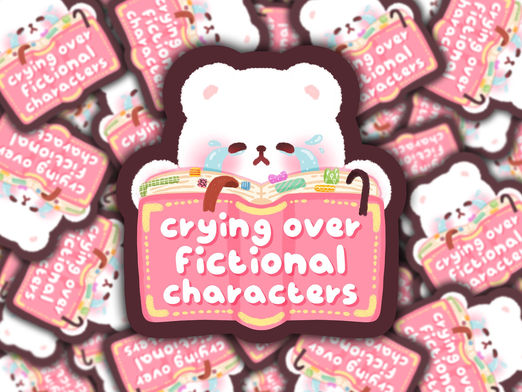 Crying Over Fictional Character Kawaii Adorable Reader Bookish sticker