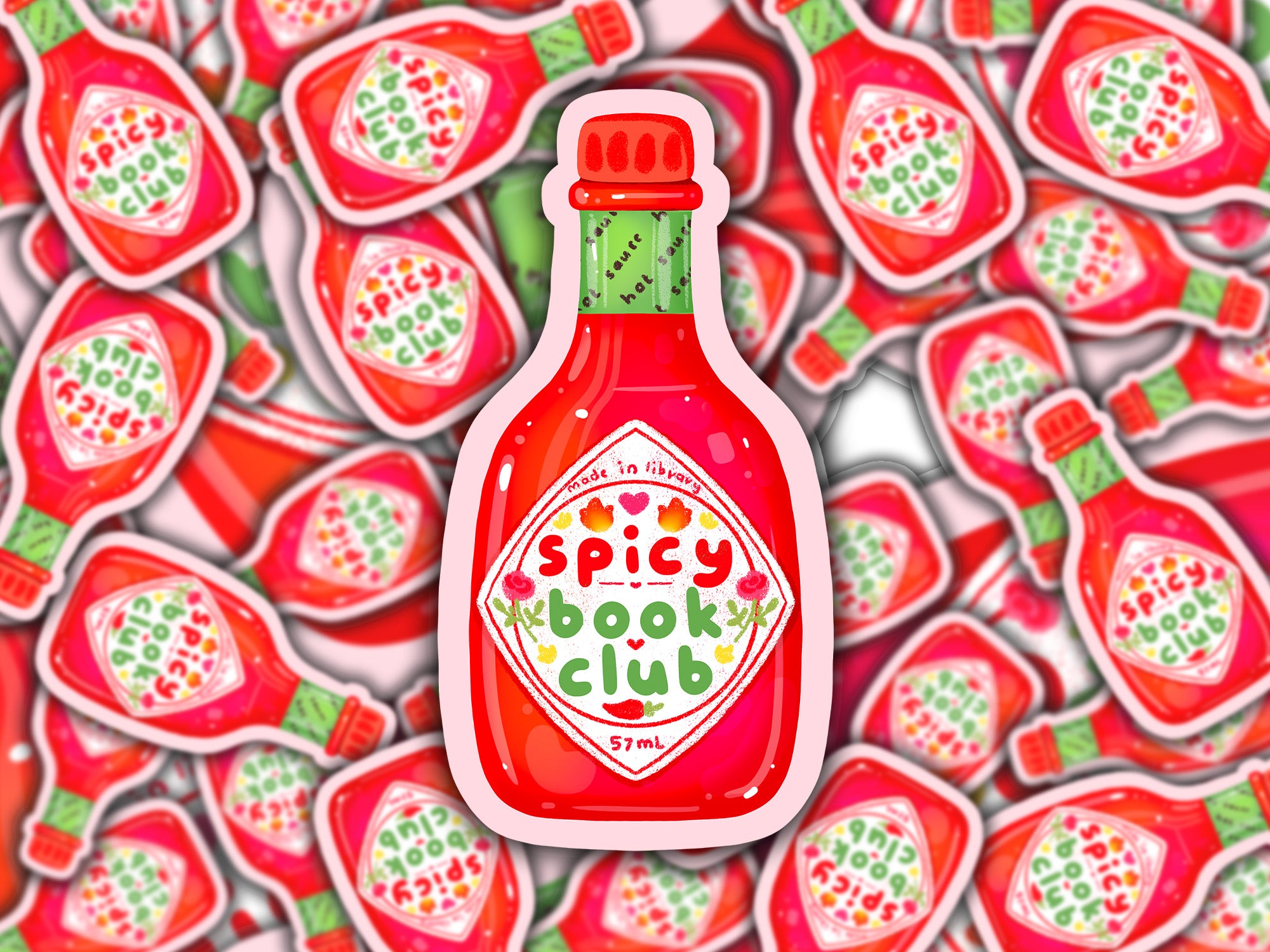 Spicy Book Club Kawaii Adorable Hot Sauce Reader Bookish sticker