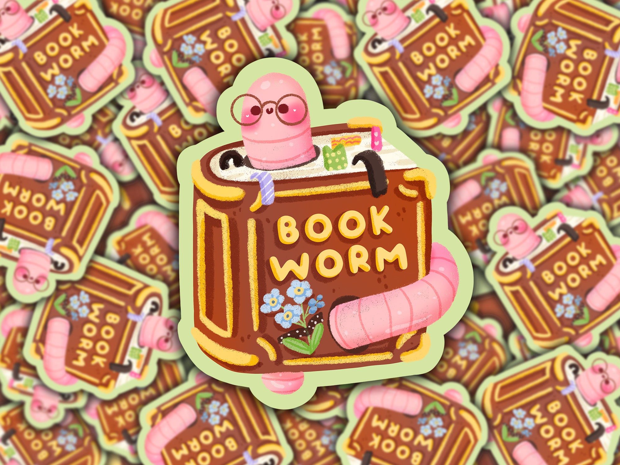 Book Worm Kawaii Adorable Reader Bookish sticker