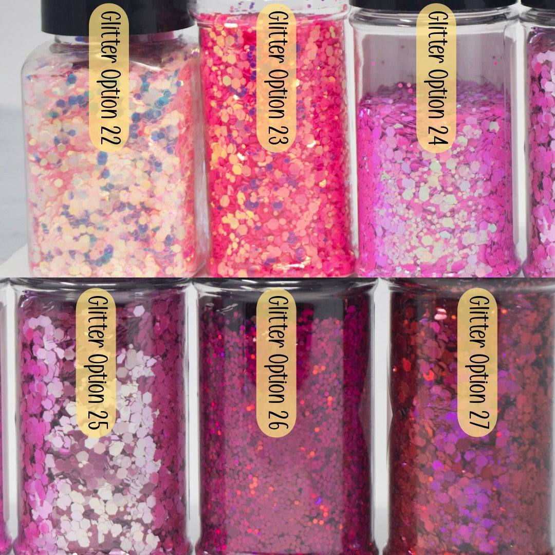 custom personalized snow globe tumbler with customizable glitter, lid, and flow options