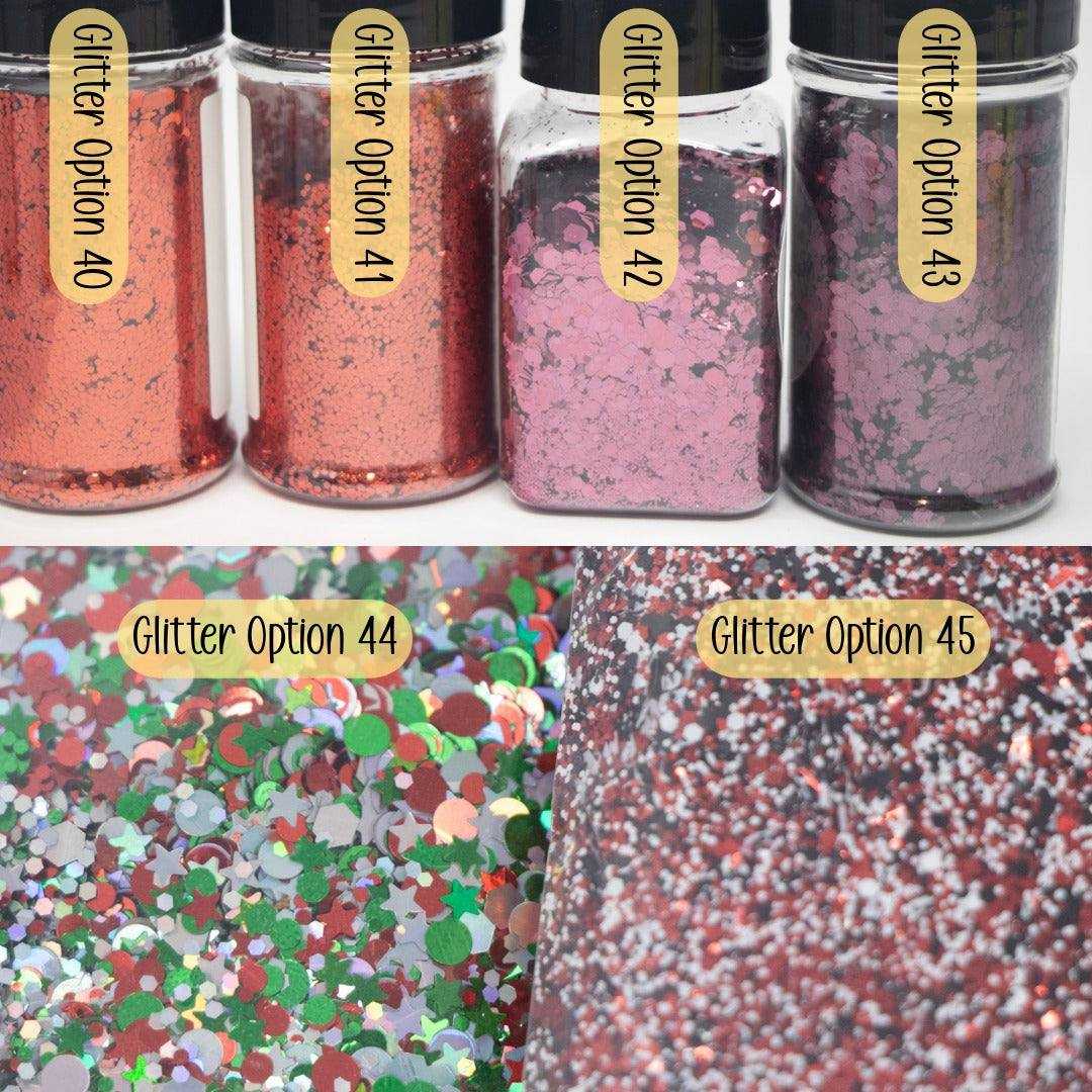 Custom personalized snow globe tumbler with glitter and removable lid options
