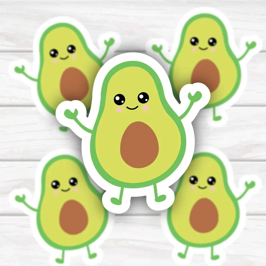 Adorable happy avocado sticker with a cute smiling face and vibrant green colors