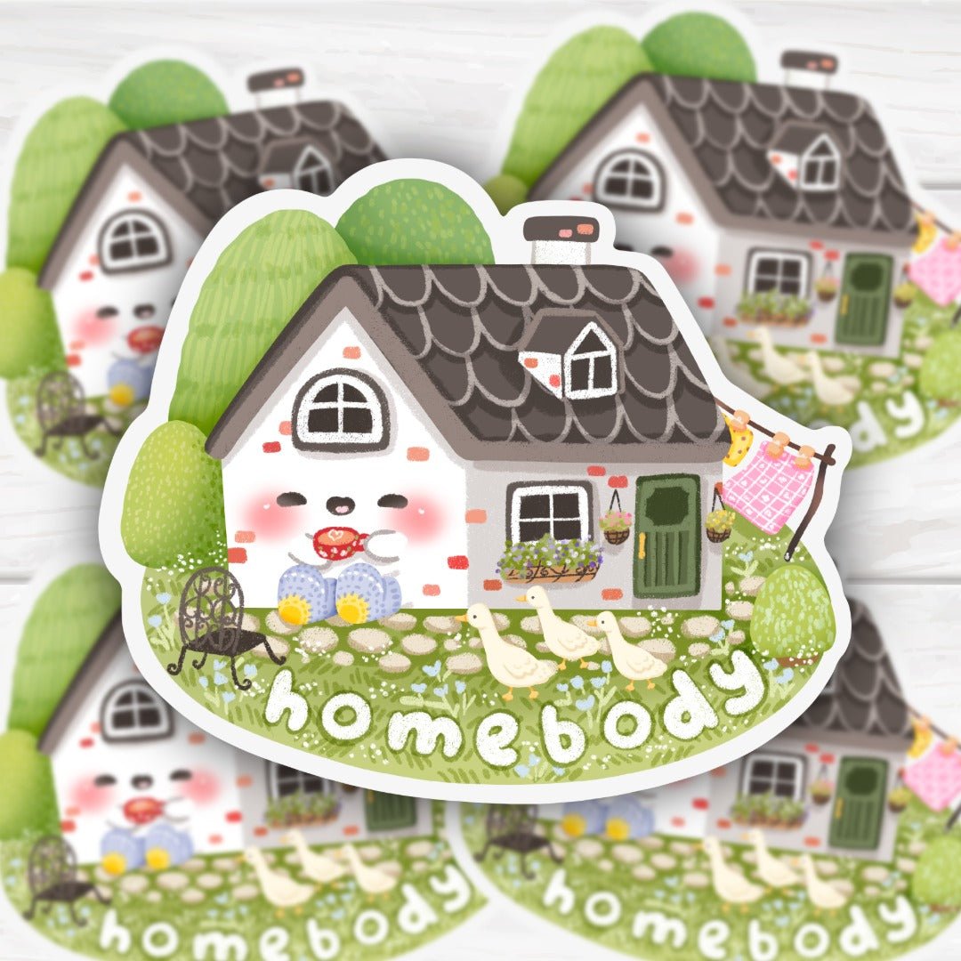 Adorable House Homebody with Geese Sticker - HoneySkunk