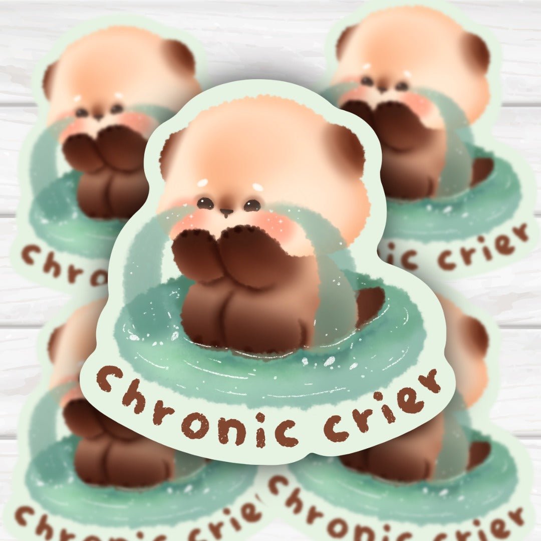 Adorable Kawaii Cat Crying Chronic Crier Sticker - HoneySkunk