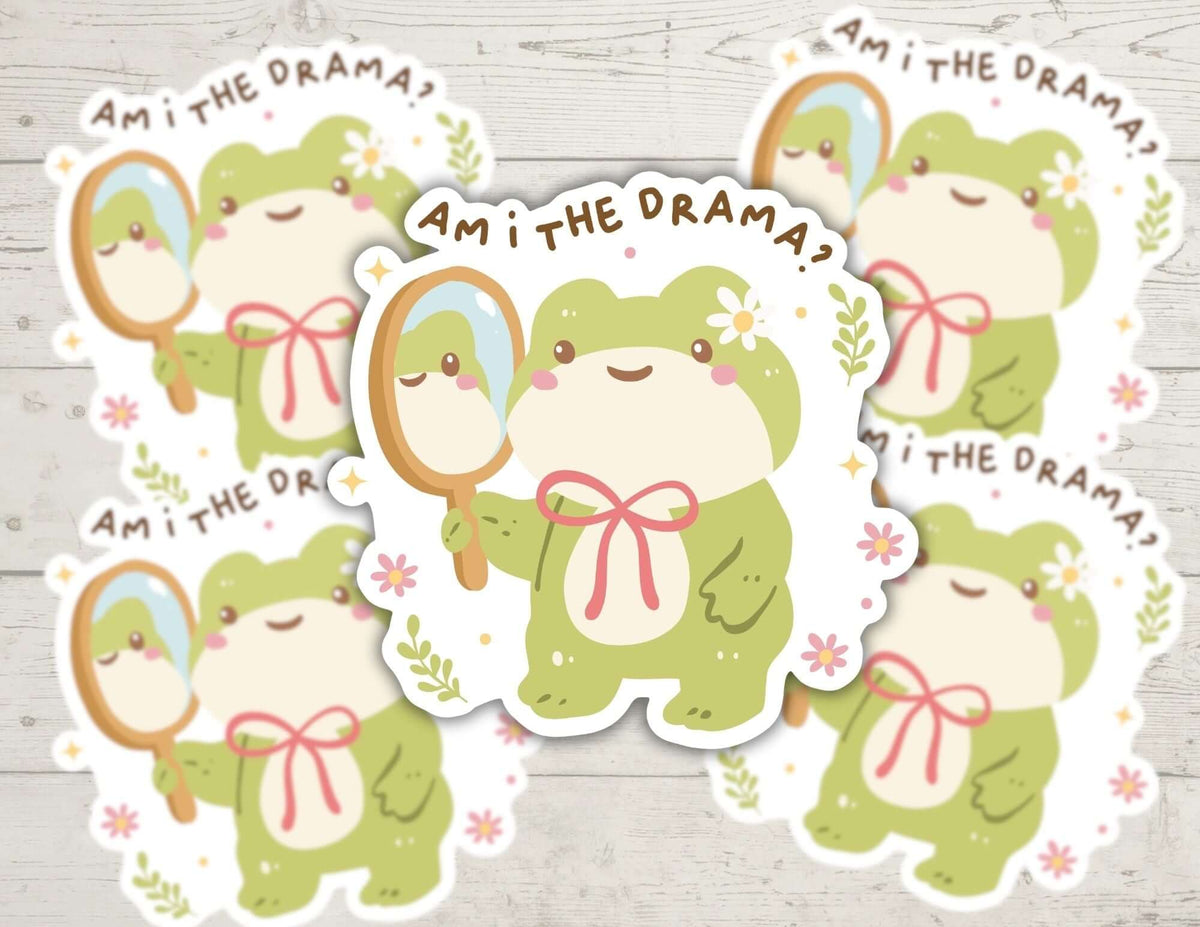 Am I The Drama Funny Frog Sticker Cute Kawaii Mirror Reflection Decal - HoneySkunk