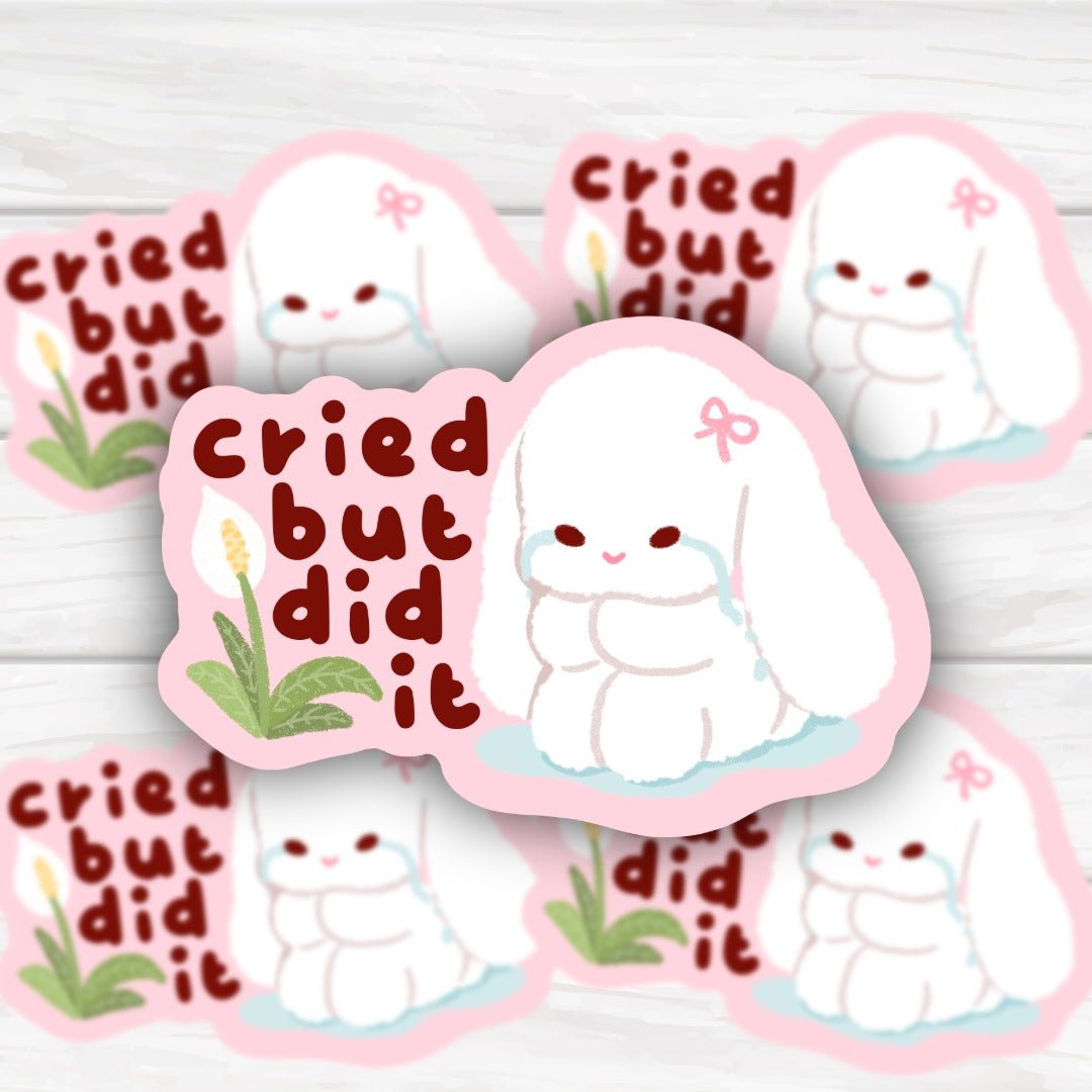 Cried But Did It Cute Crying Bunny Kawaii Sticker - HoneySkunk