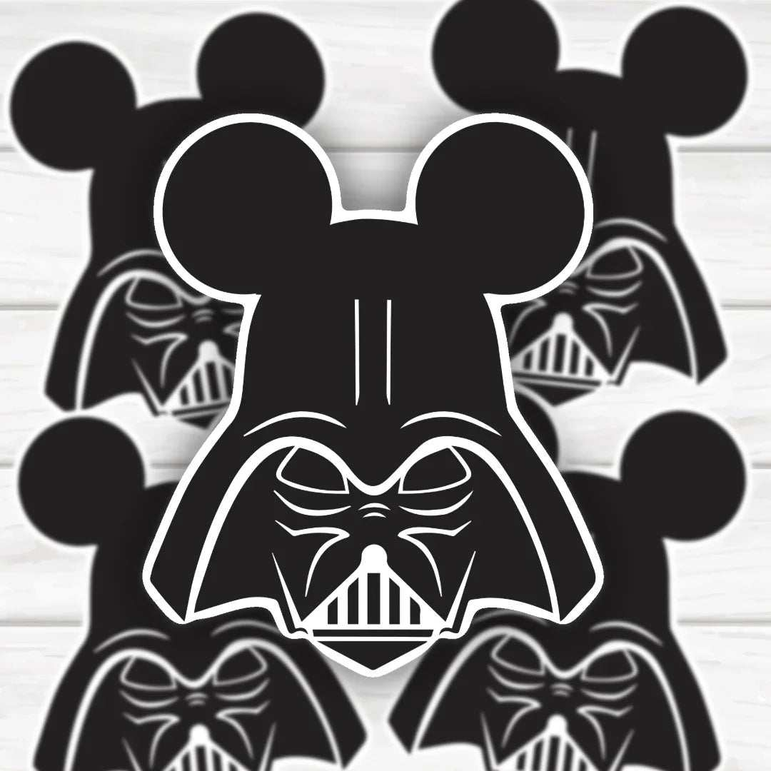 Darth Vader wearing Mickey ears sticker with bold, durable design