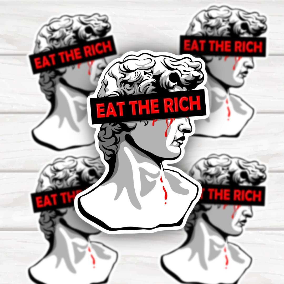 David Statue Eat The Rich Sticker with bold and durable design for customizing items