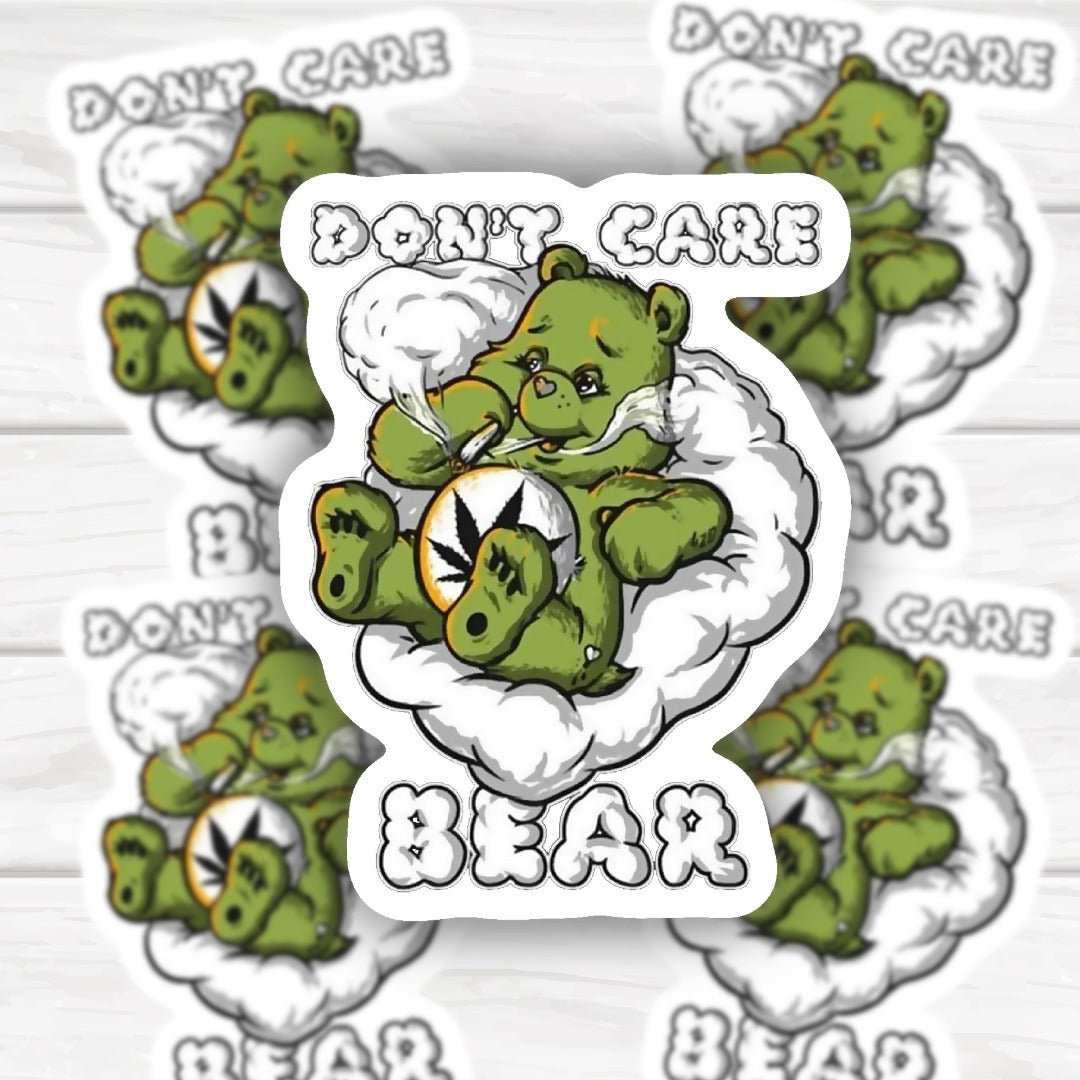 Don't Care Bear Pot Head Care Bear inspired sticker with bold design