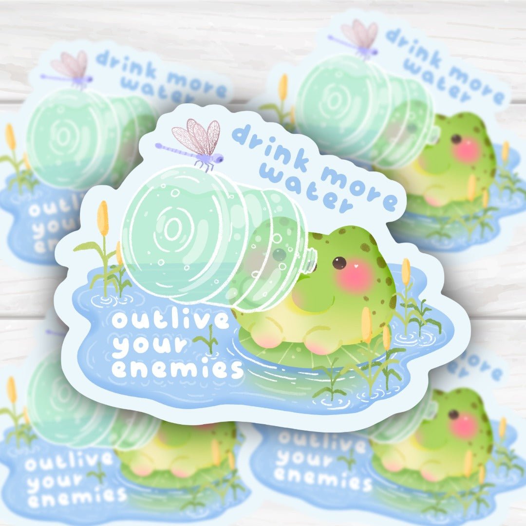 Drink More Water Outlive Your Enemies Kawaii Sticker - HoneySkunk