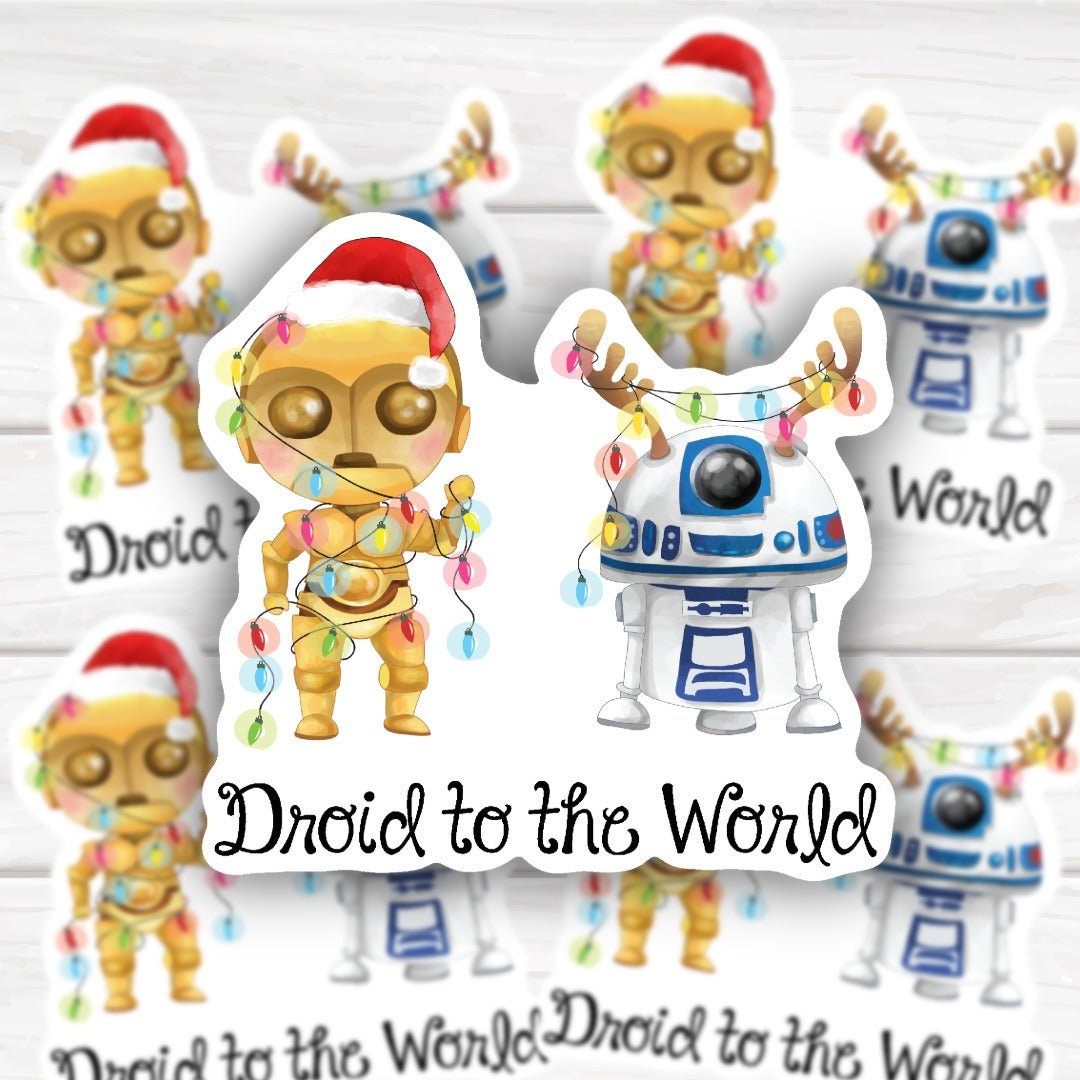 Droid To The World Star Wars inspired Christmas sticker with bold, durable design