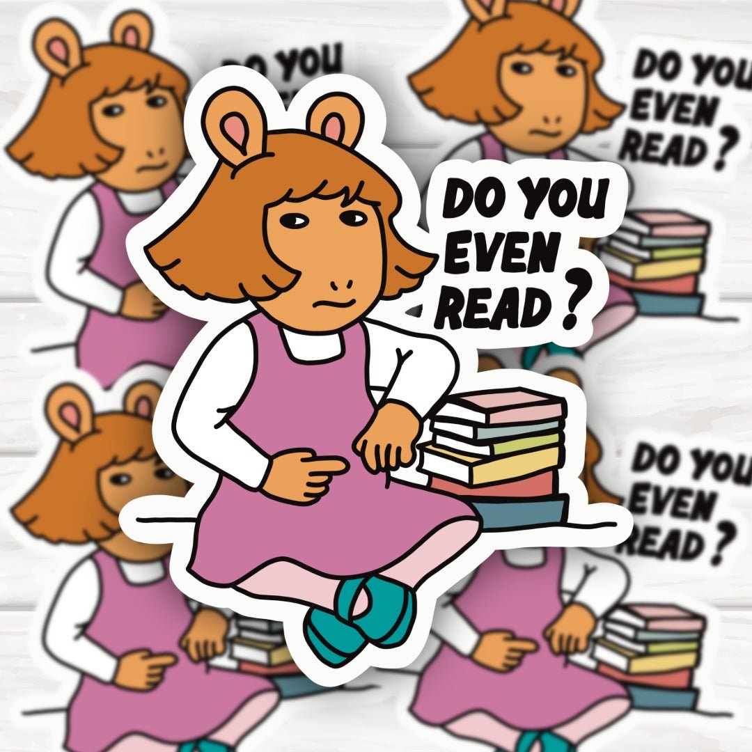 D.W. Side Eye sticker with skeptical expression from Arthur, vibrant and durable design for laptops and water bottles
