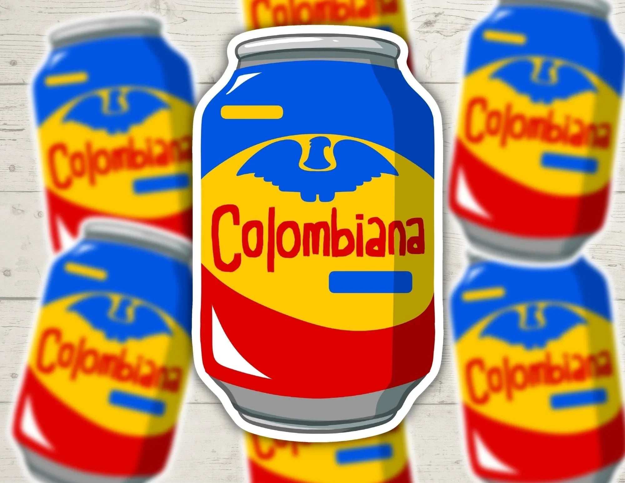 Famous Colombian Soda Colombiana can vinyl sticker with bold clean design