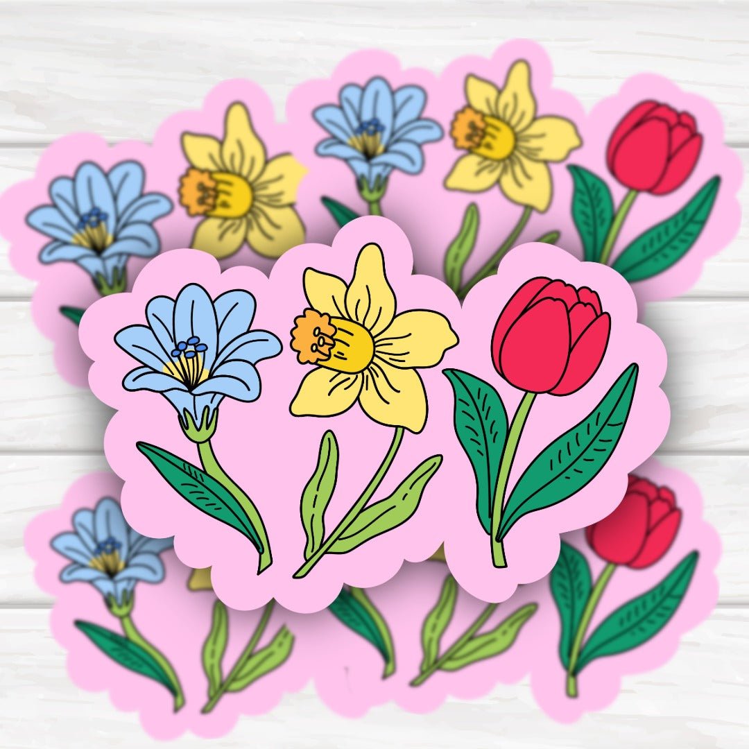 Freesia, Daffodil, Tulip Subtle FDT Flowers Sticker - HoneySkunk