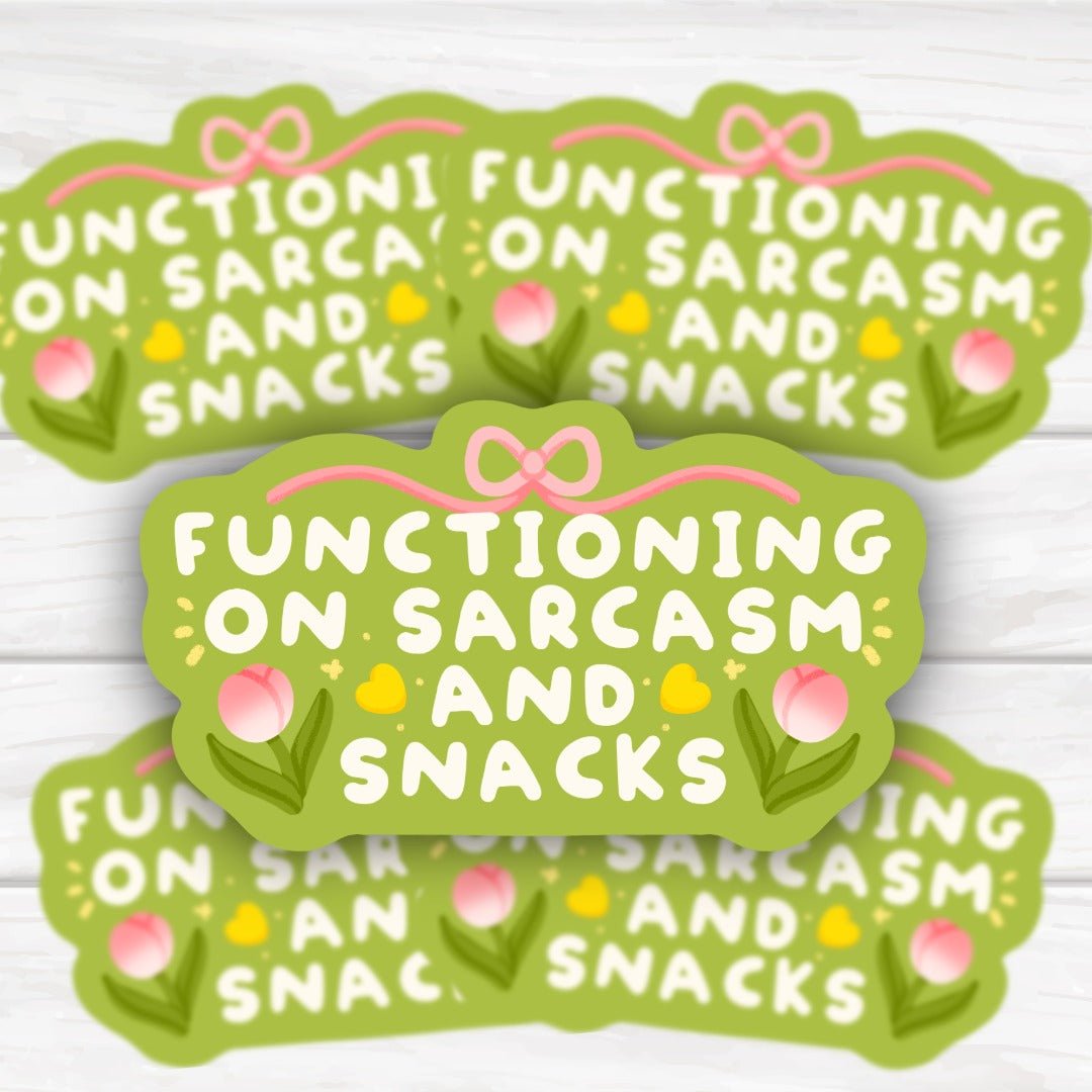 Functioning On Sarcasm And Snacks Kawaii Bow and Tulips Sticker - HoneySkunk