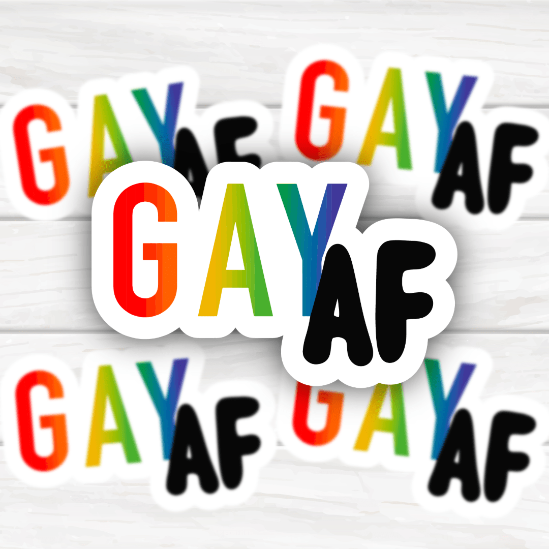 Gay AF LGBTQ+ Pride Sticker with bold, durable design for customization