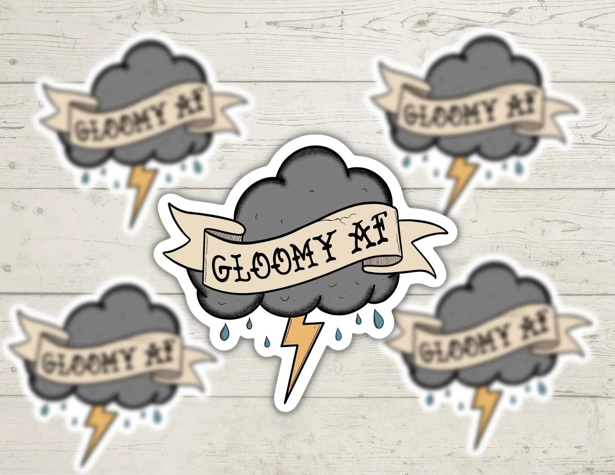 Gloomy AF Dark Cloud vinyl sticker with bold, clean design