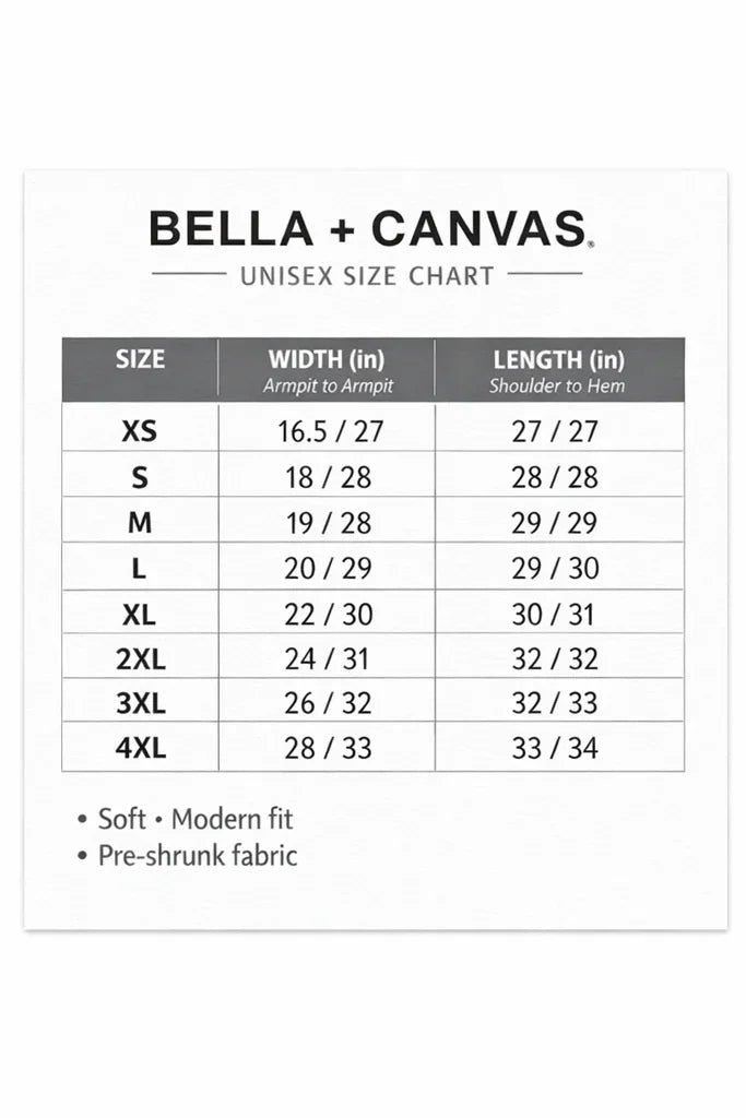 HoneySkunk t-shirt size chart displaying various measurements and fit options for different sizes.
