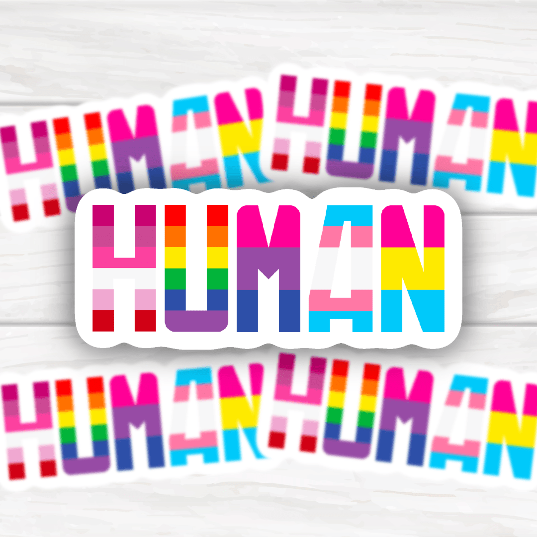 Human LGBTQ Flags sticker with bold, durable design for customization