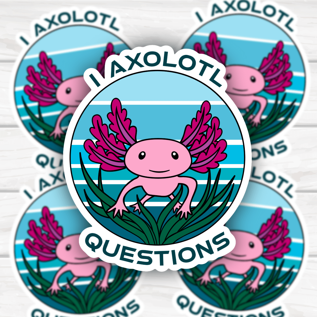 I Axolotl Questions Sticker with bold, clean design for customization