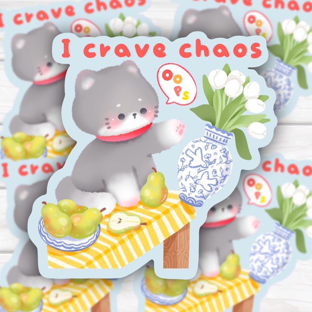 I Crave Chaos Kawaii Sticker - HoneySkunk