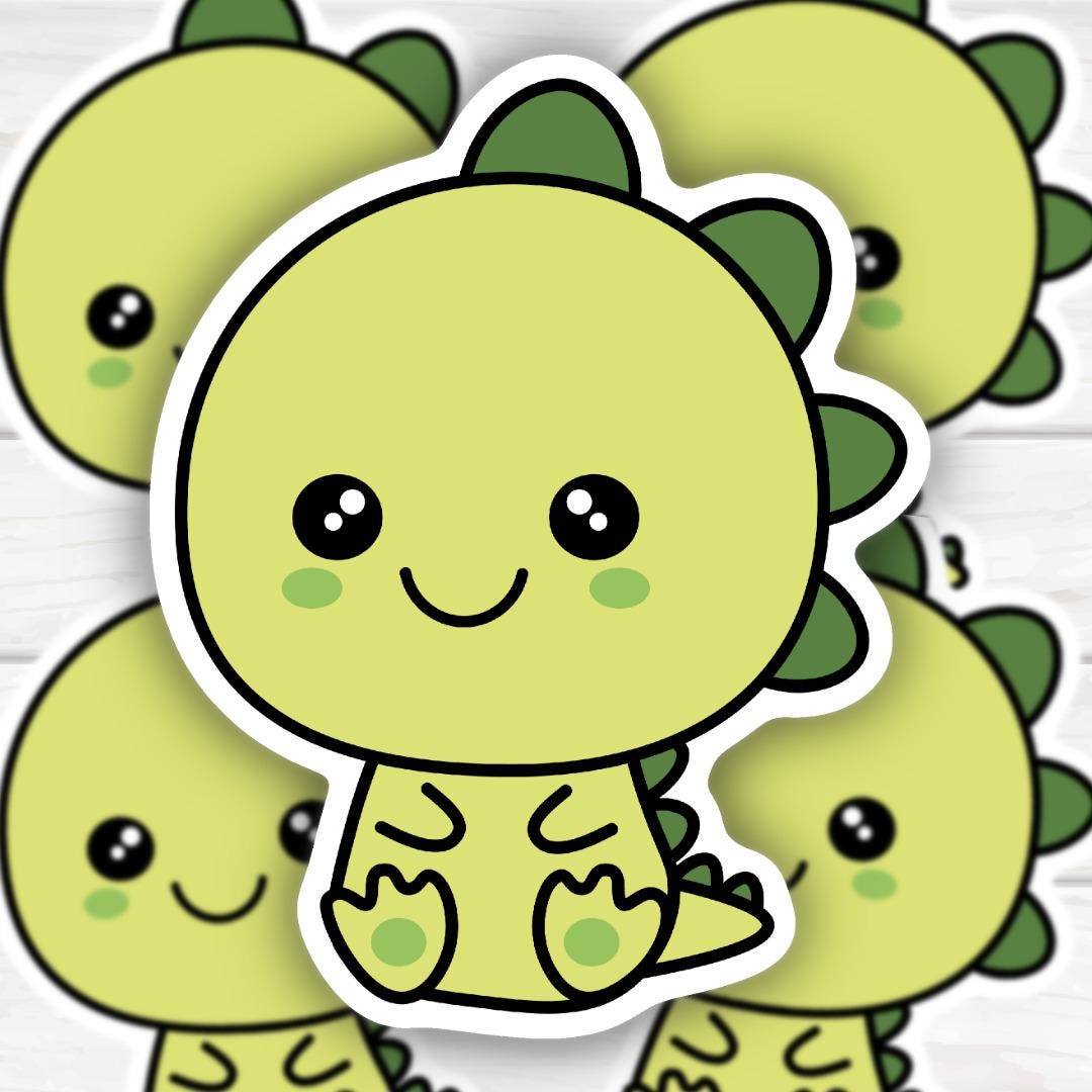 Adorable Kawaii Style Dinosaur T-Rex | Funny Cheeky Durable Sticker | Multiple Sizes