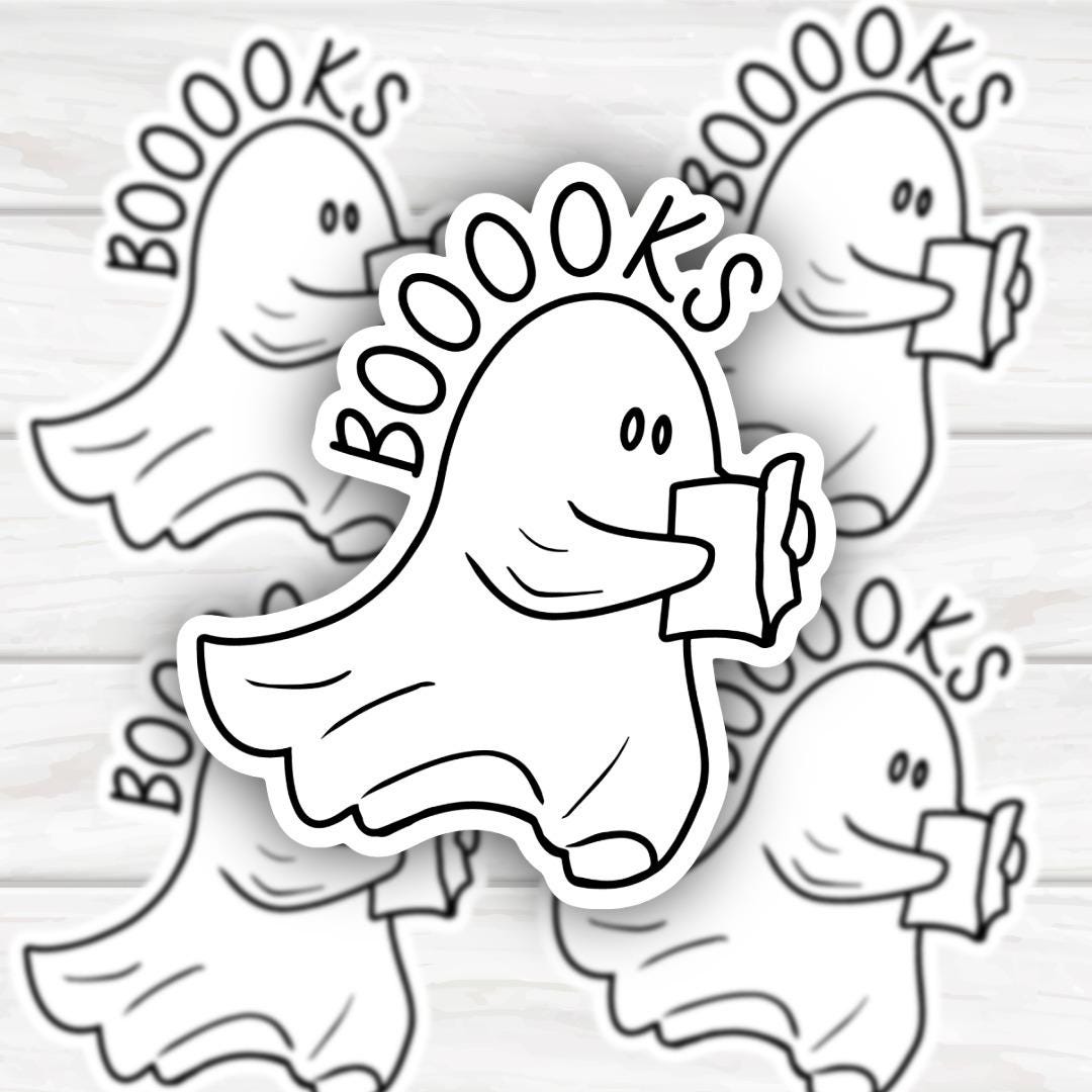 Ghost Reading Books Sticker | Funny Book Lover Vinyl Decal