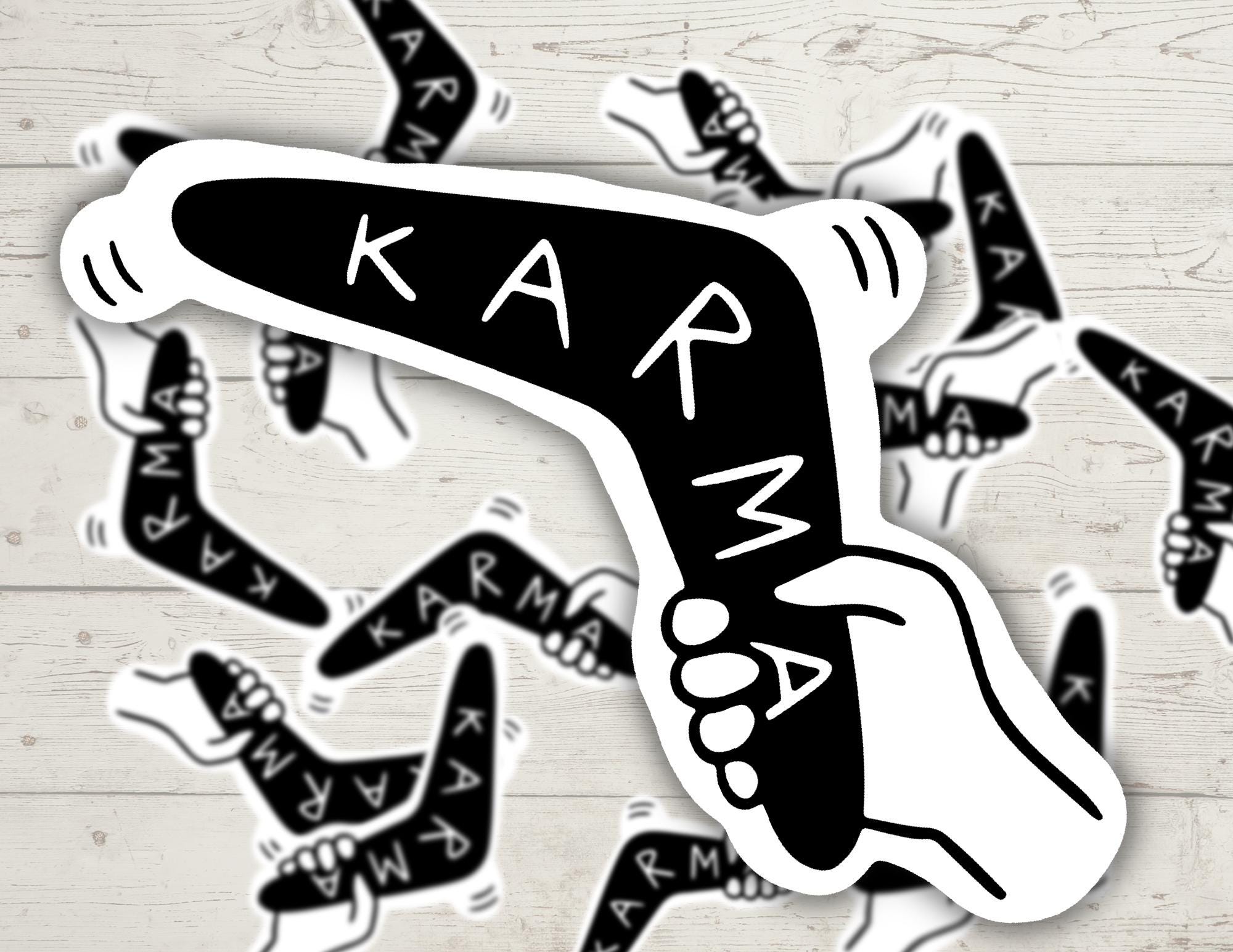 Karma Boomerang | Funny Cheeky Durable Sticker | Multiple Sizes