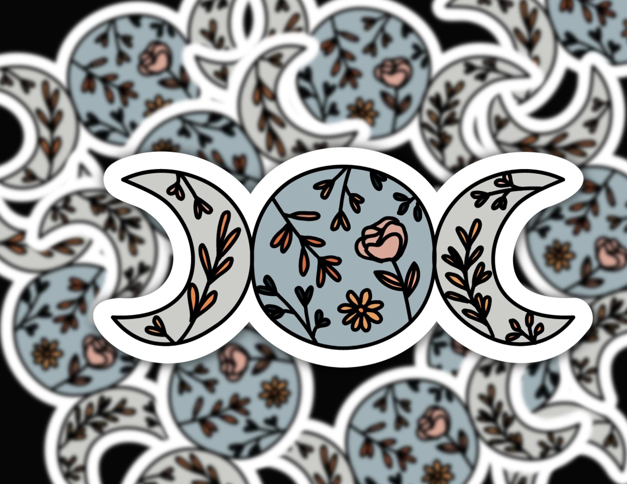 Boho Flowers With Moons | Funny Cheeky Durable Sticker | Multiple Sizes