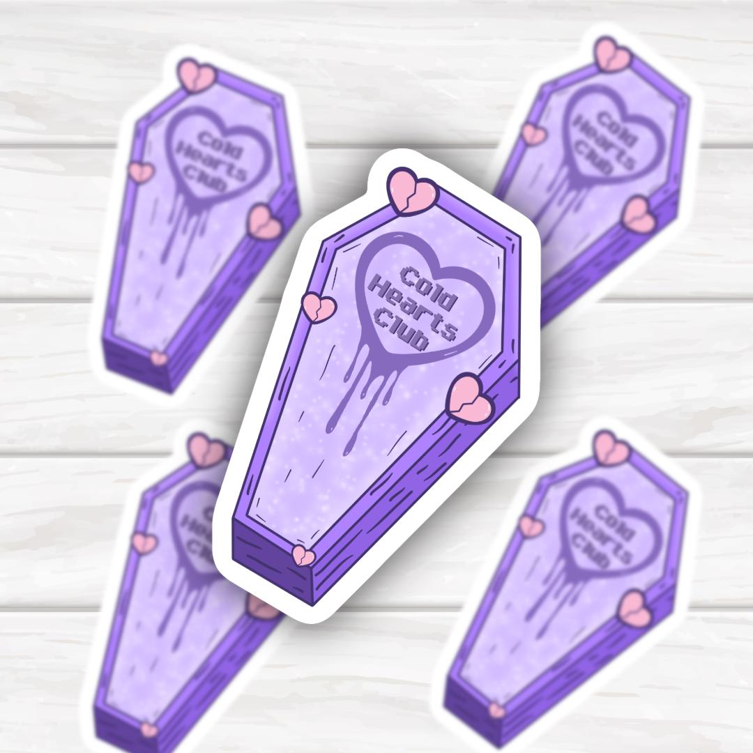 Cold Hearts Club Pastel Purple Coffin | Funny Cheeky Durable Sticker | Multiple Sizes