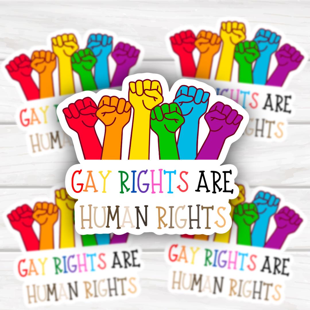 Gay Rights Are Human Rights | Funny Cheeky Durable Sticker | Multiple Sizes